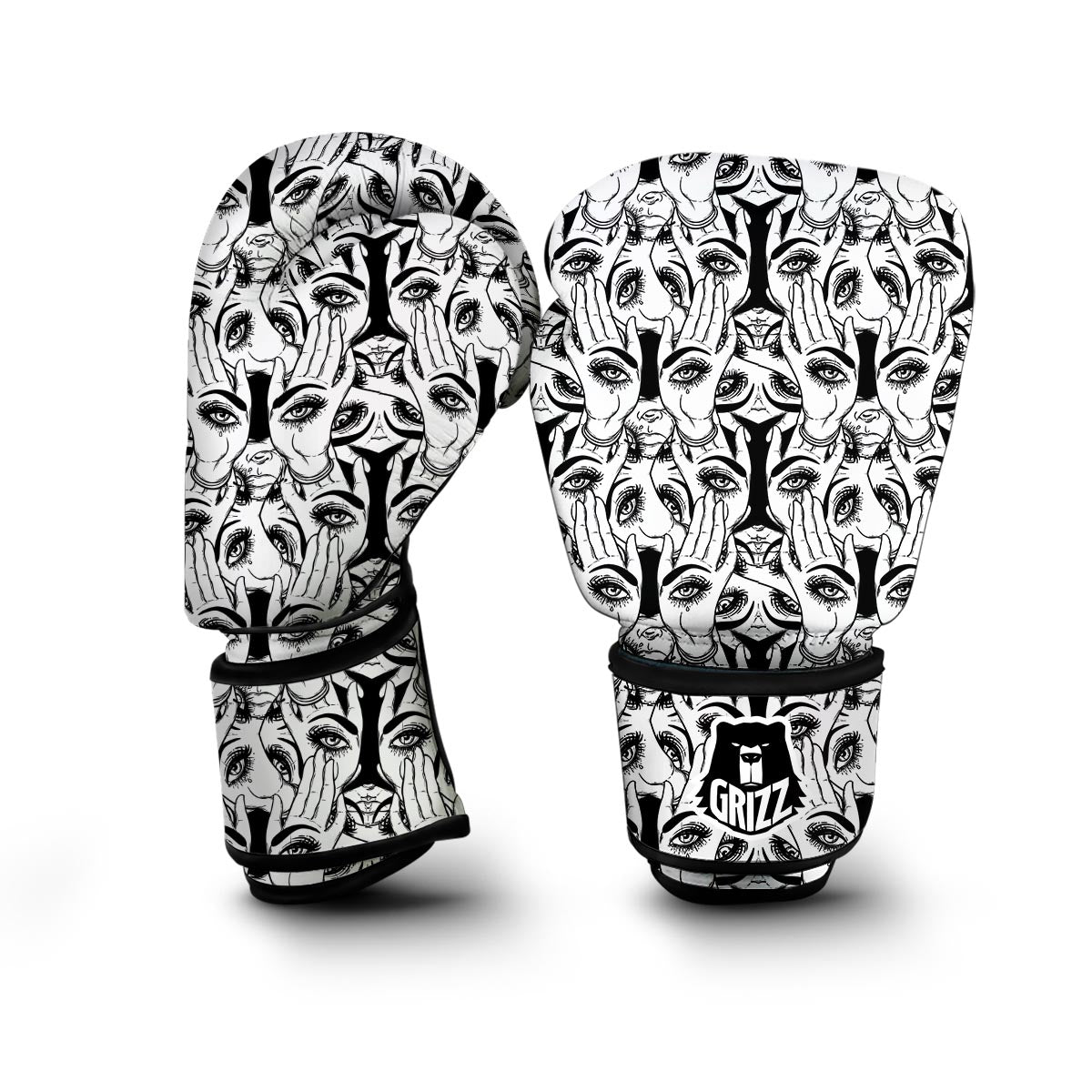 Evil Eye Hamsa Hand Pattern Print Boxing Gloves-grizzshop