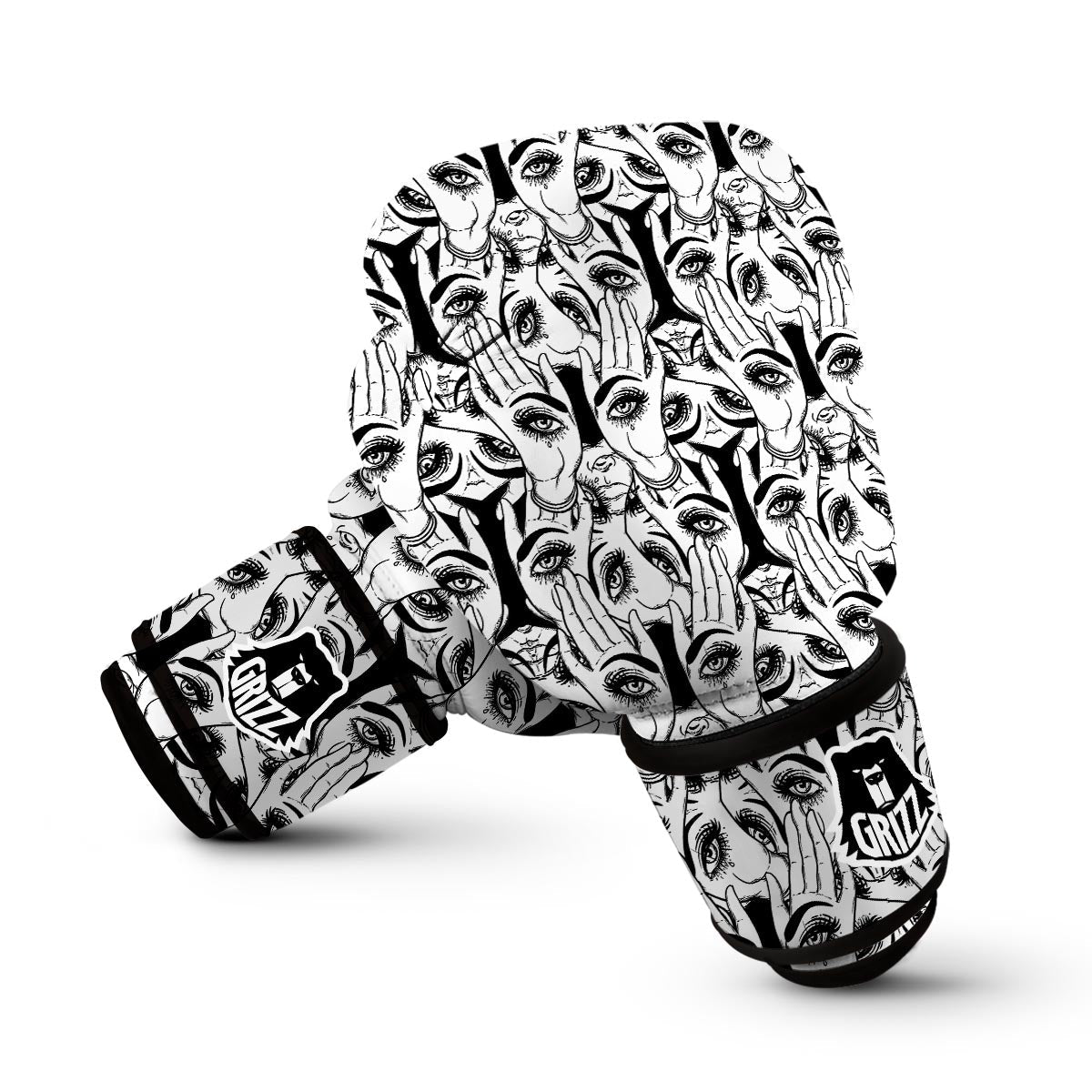 Evil Eye Hamsa Hand Pattern Print Boxing Gloves-grizzshop