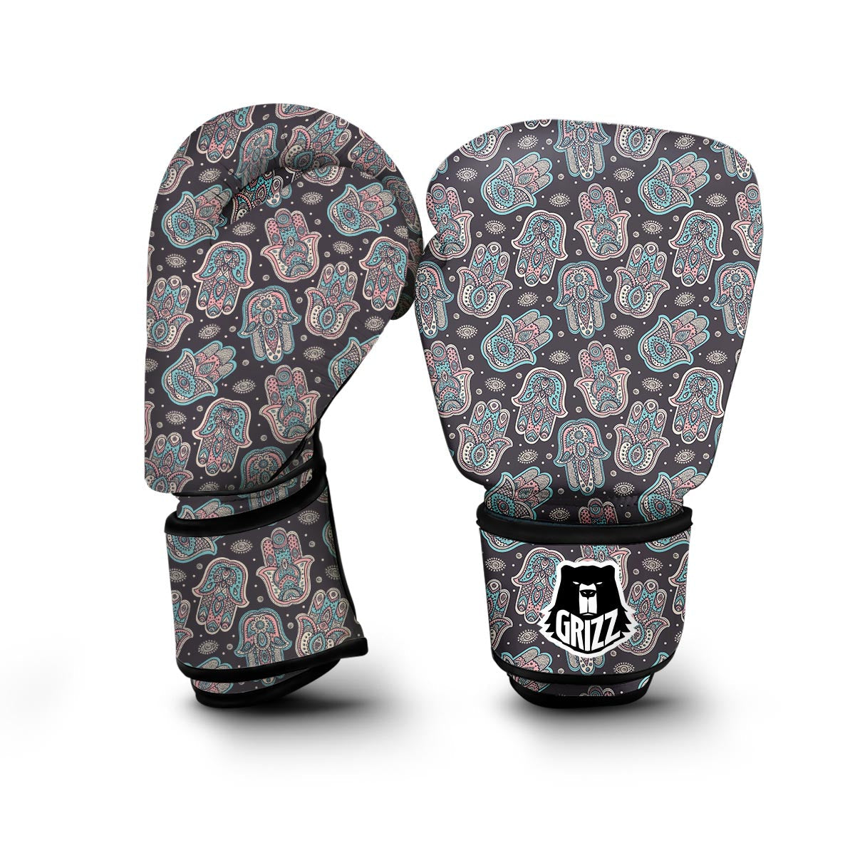 Evil Eye Hamsa Pattern Print Boxing Gloves-grizzshop