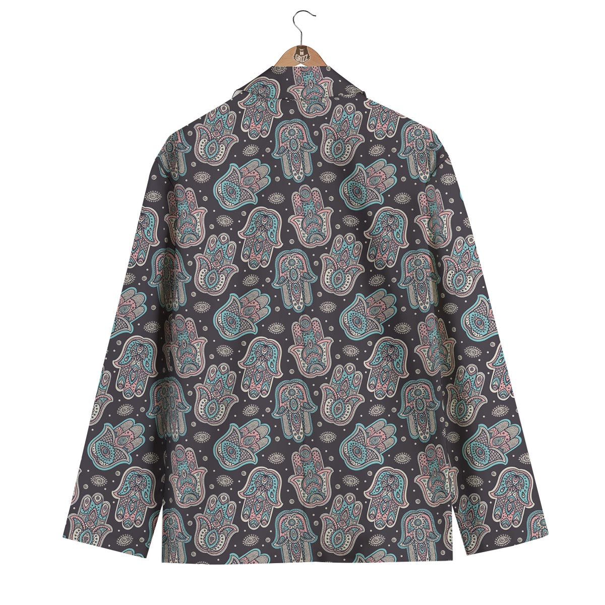 Evil Eye Hamsa Pattern Print Men's Blazer-grizzshop