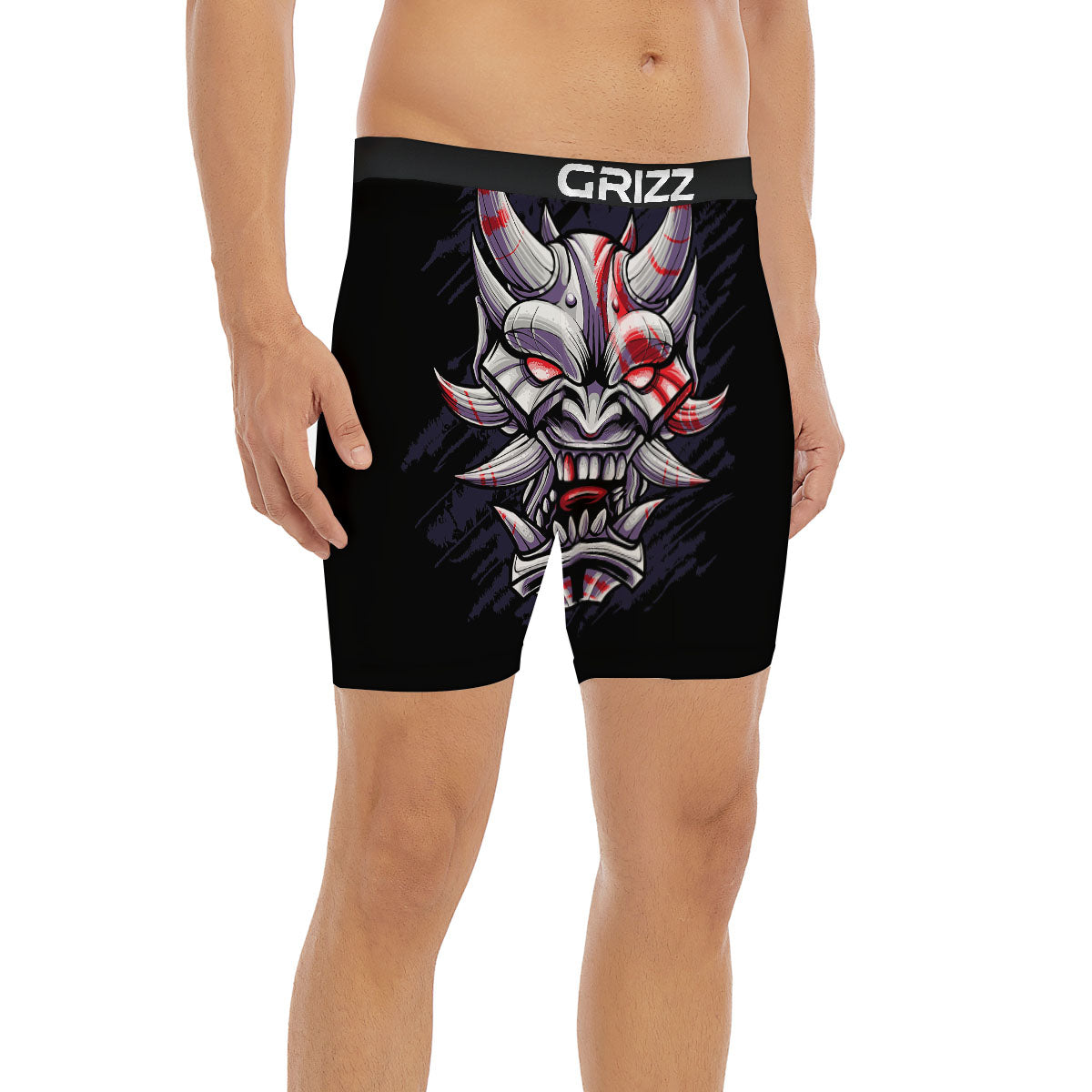 Evil Samurai Mask Print Boxer Briefs-grizzshop