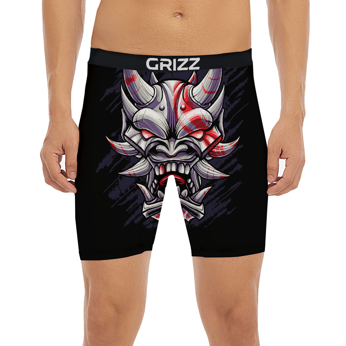 Evil Samurai Mask Print Boxer Briefs-grizzshop
