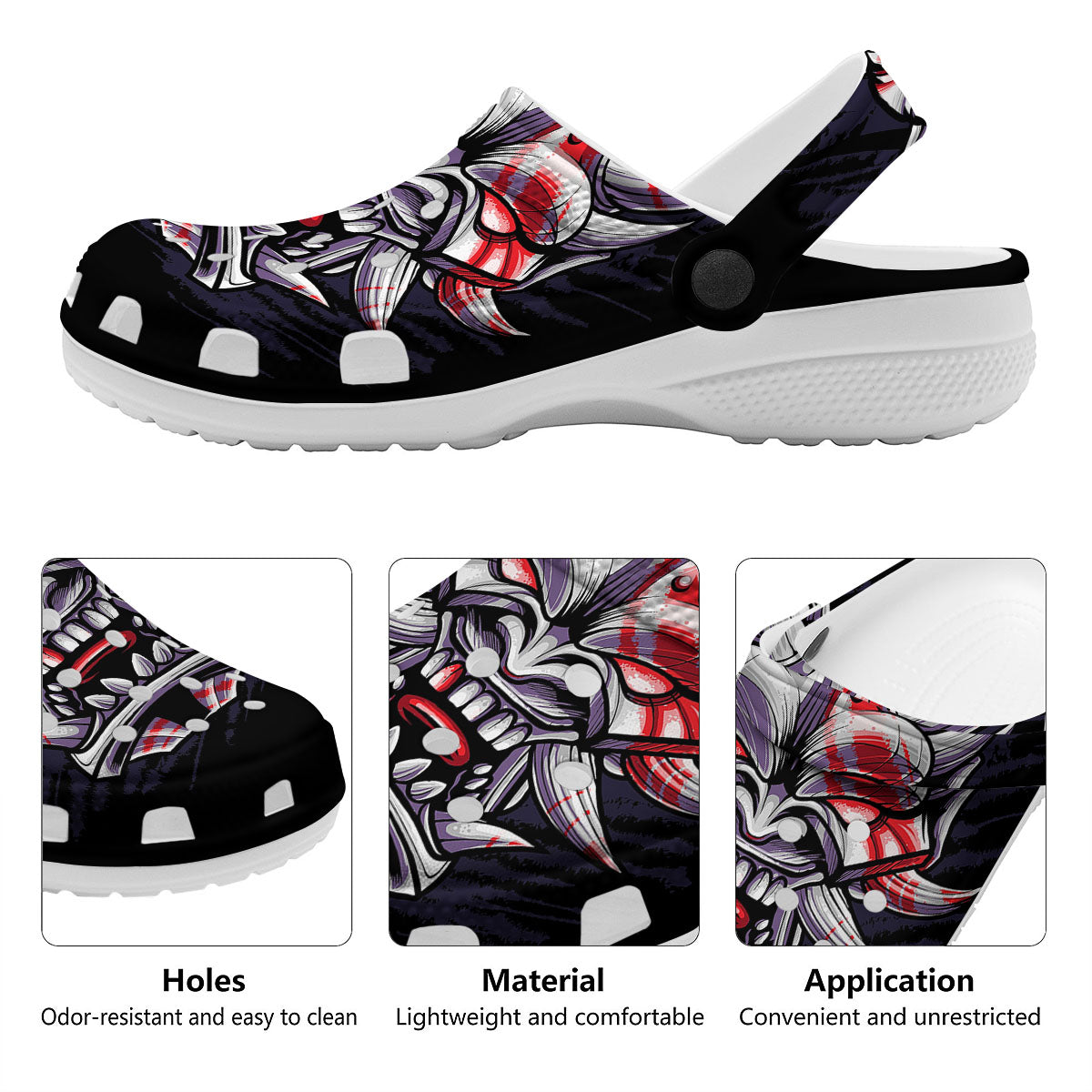 Evil Samurai Mask Print Clog-grizzshop