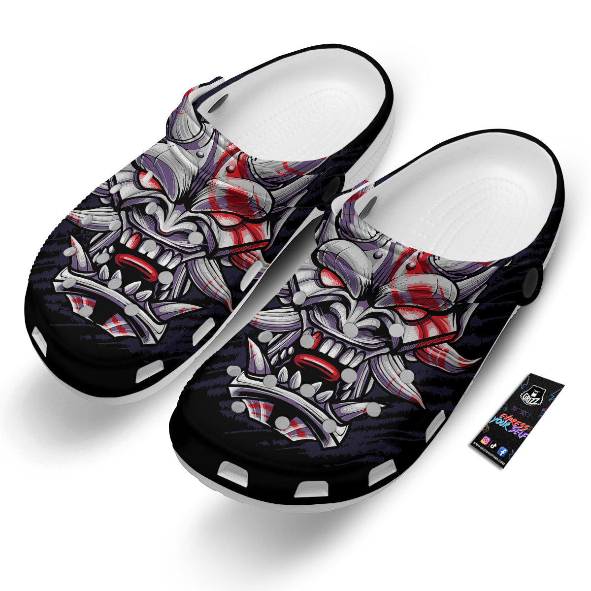 Evil Samurai Mask Print Clog-grizzshop
