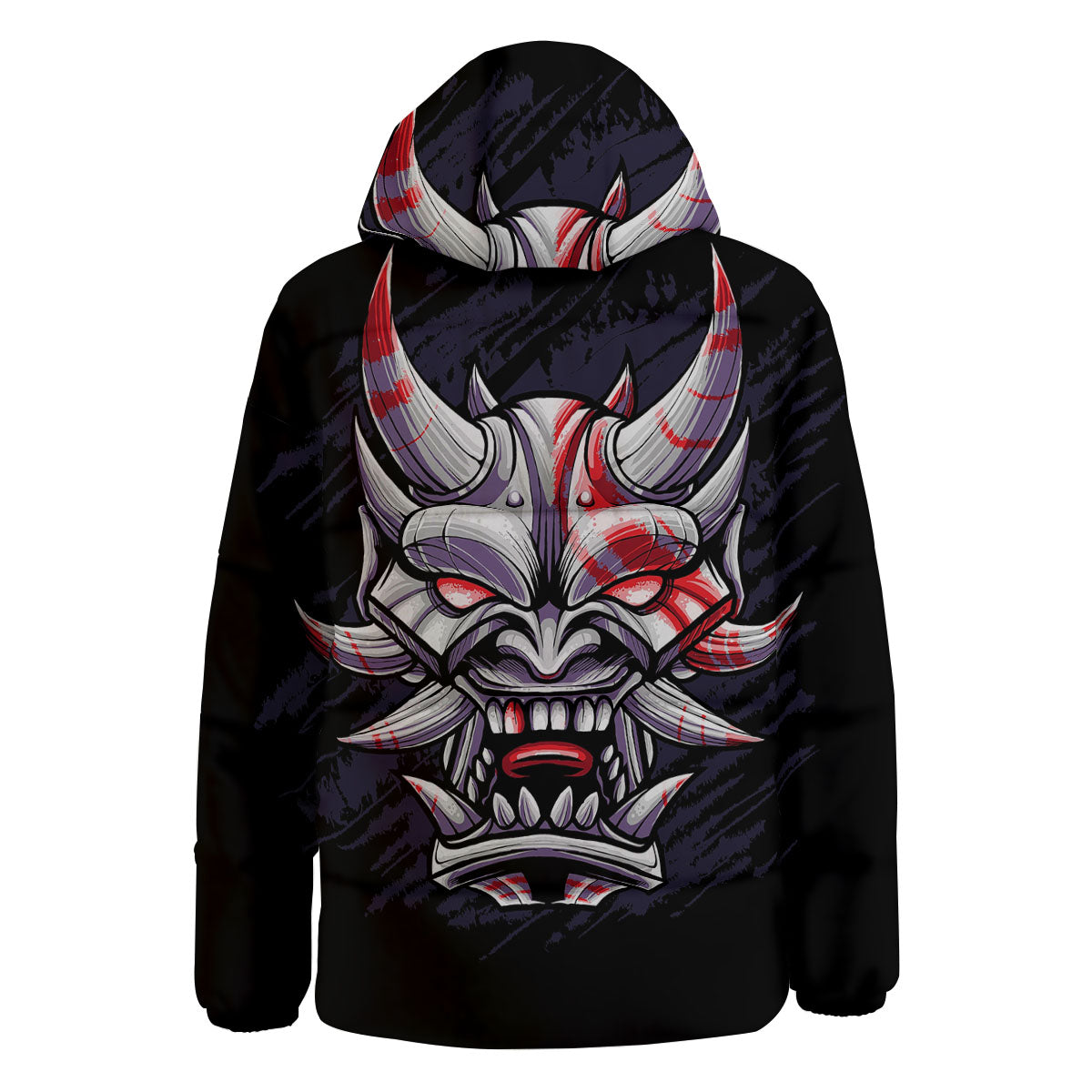 Evil Samurai Mask Print Down Jacket-grizzshop