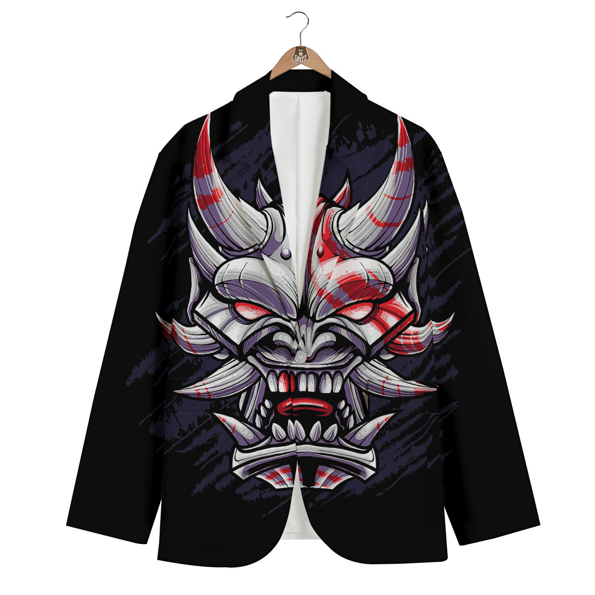 Evil Samurai Mask Print Men's Blazer-grizzshop