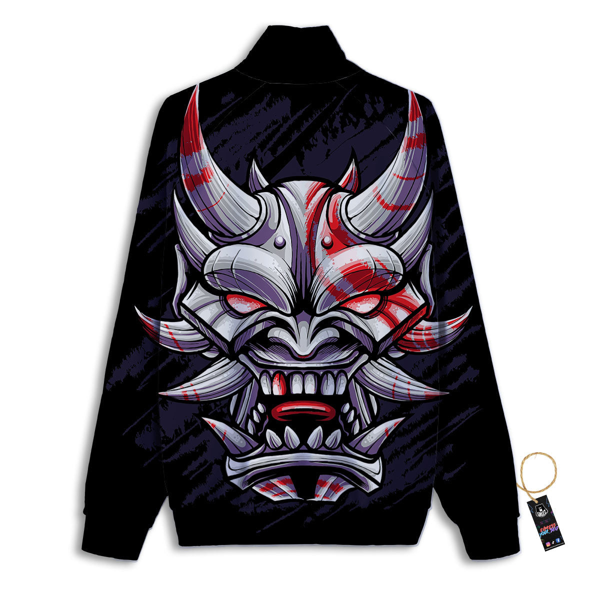 Evil Samurai Mask Print Track Jacket-grizzshop
