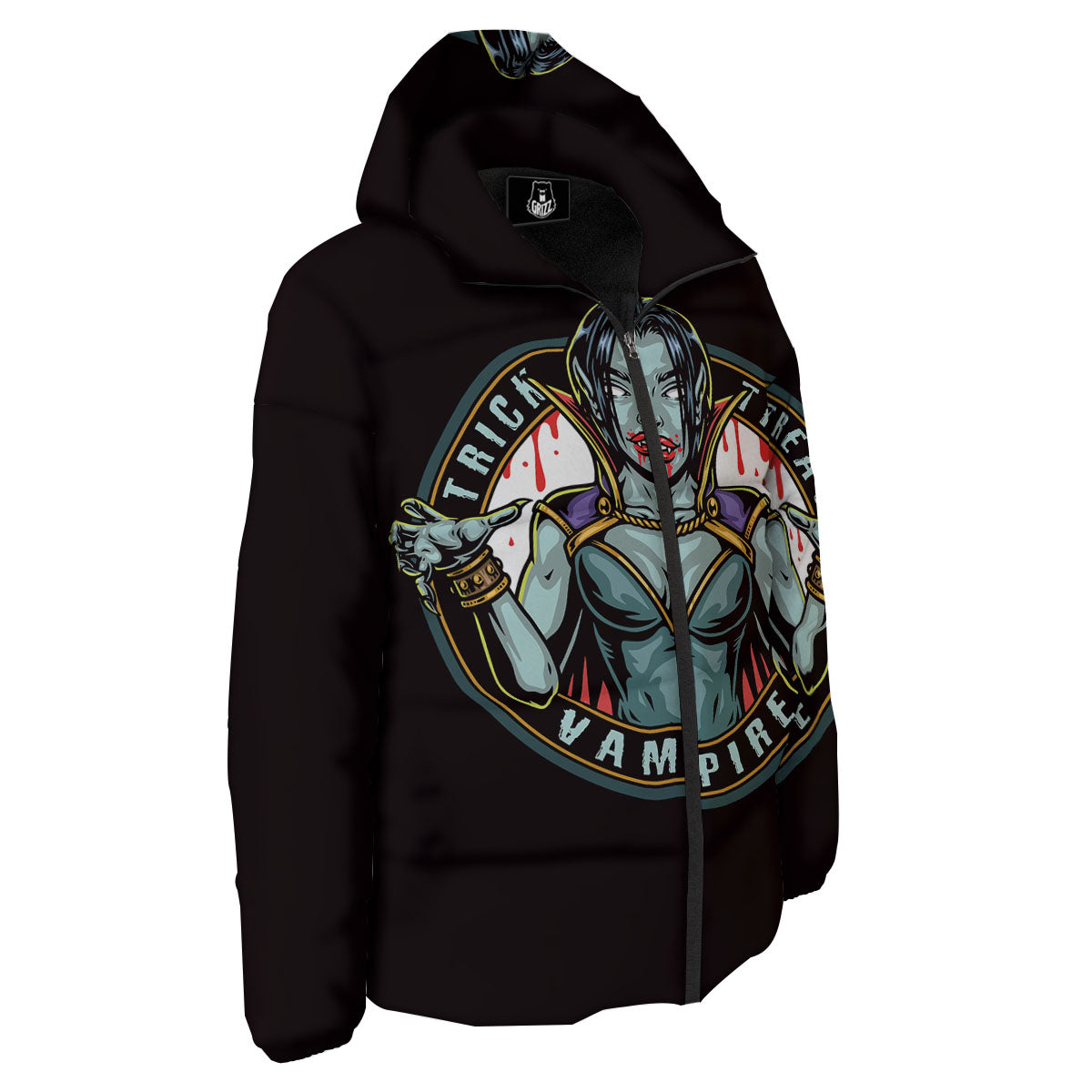 Evil Vampire Halloween Print Down Jacket-grizzshop
