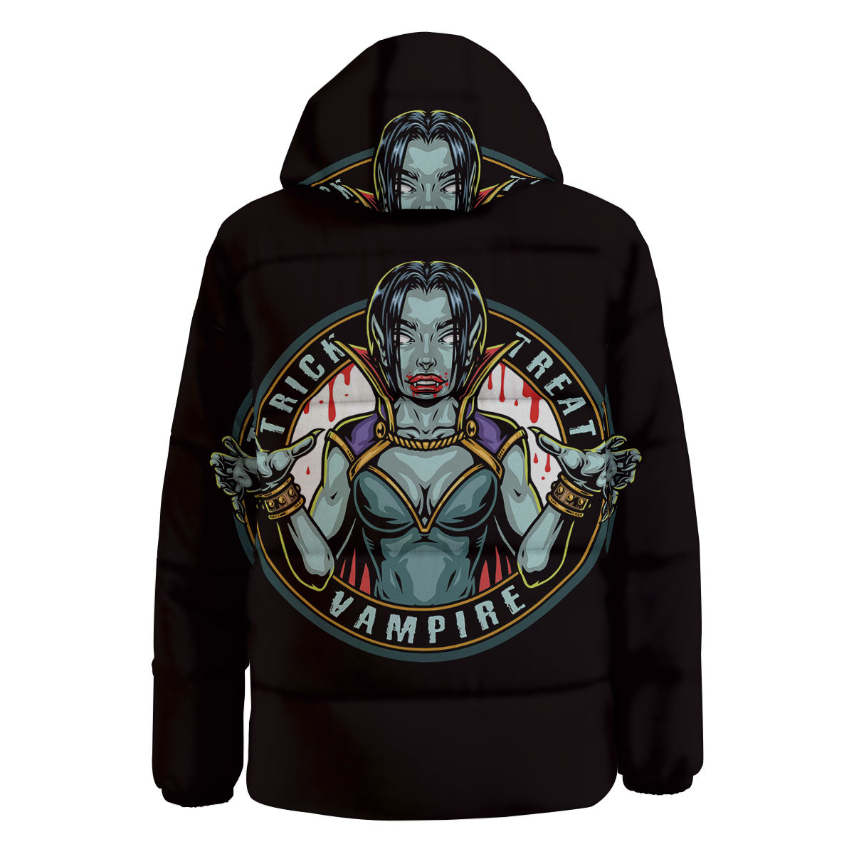 Evil Vampire Halloween Print Down Jacket-grizzshop