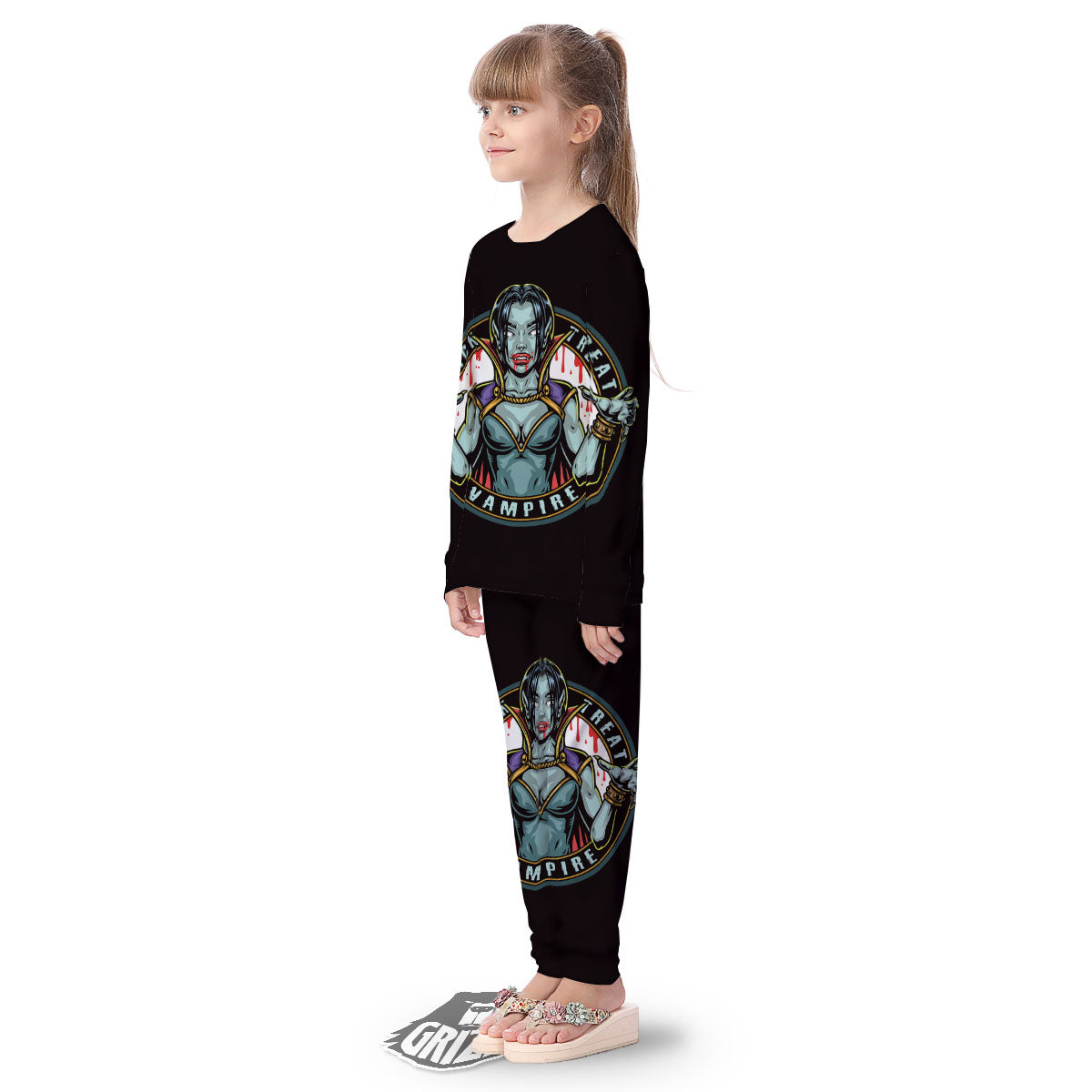 Evil Vampire Halloween Print Kid's Pajamas-grizzshop