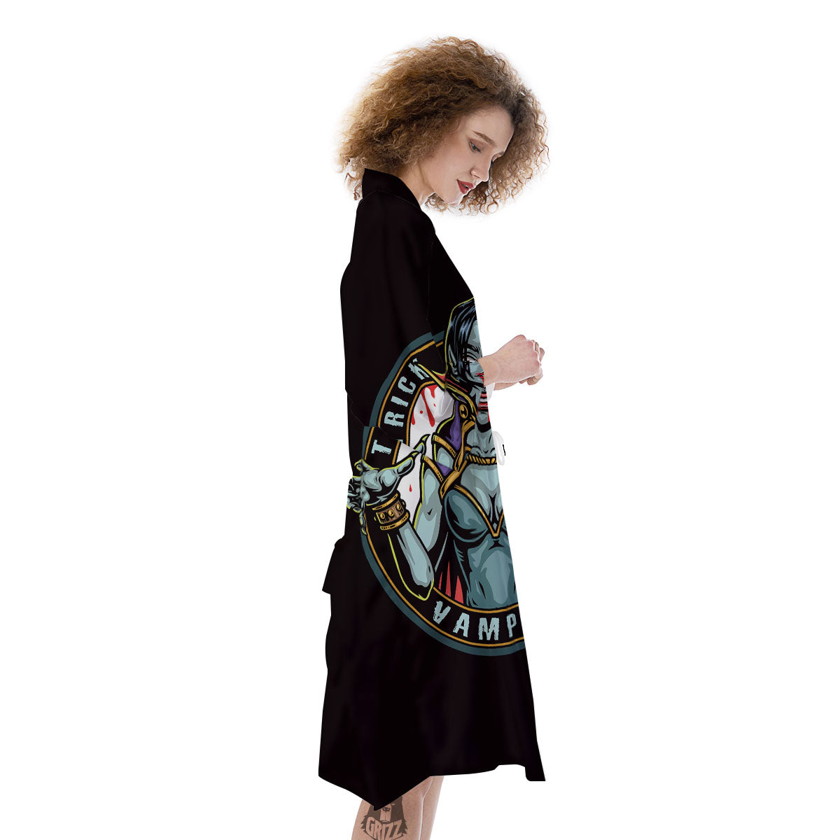 Evil Vampire Halloween Print Kimono-grizzshop