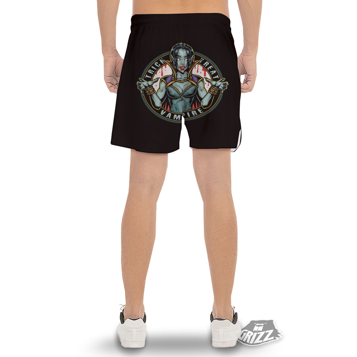 Evil Vampire Halloween Print Men's Gym Shorts-grizzshop