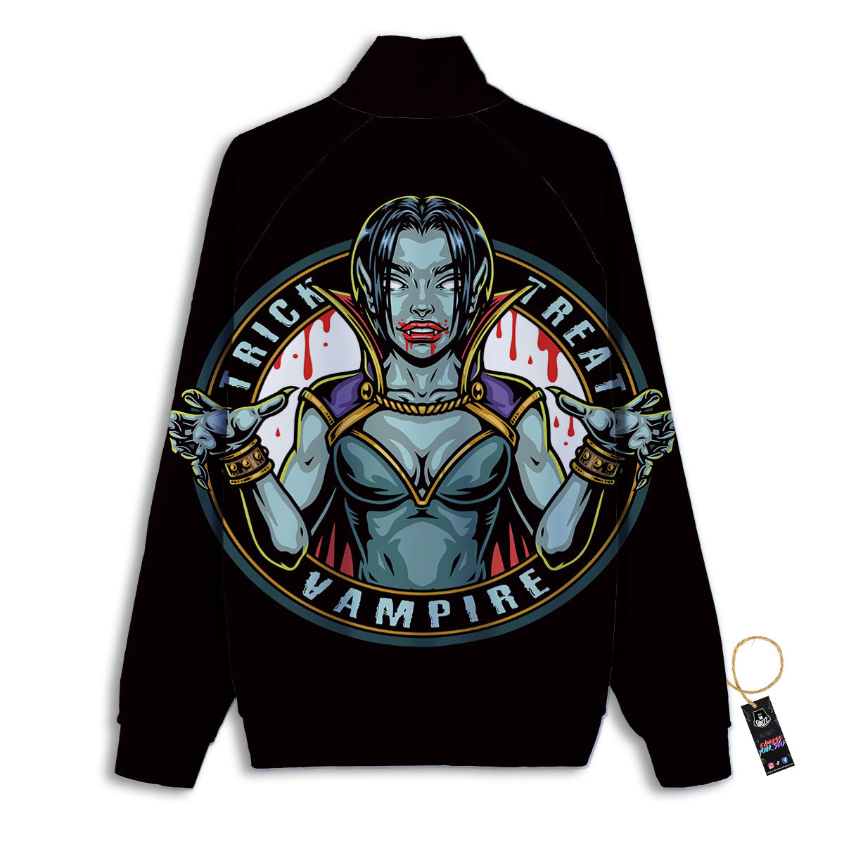 Evil Vampire Halloween Print Track Jacket-grizzshop