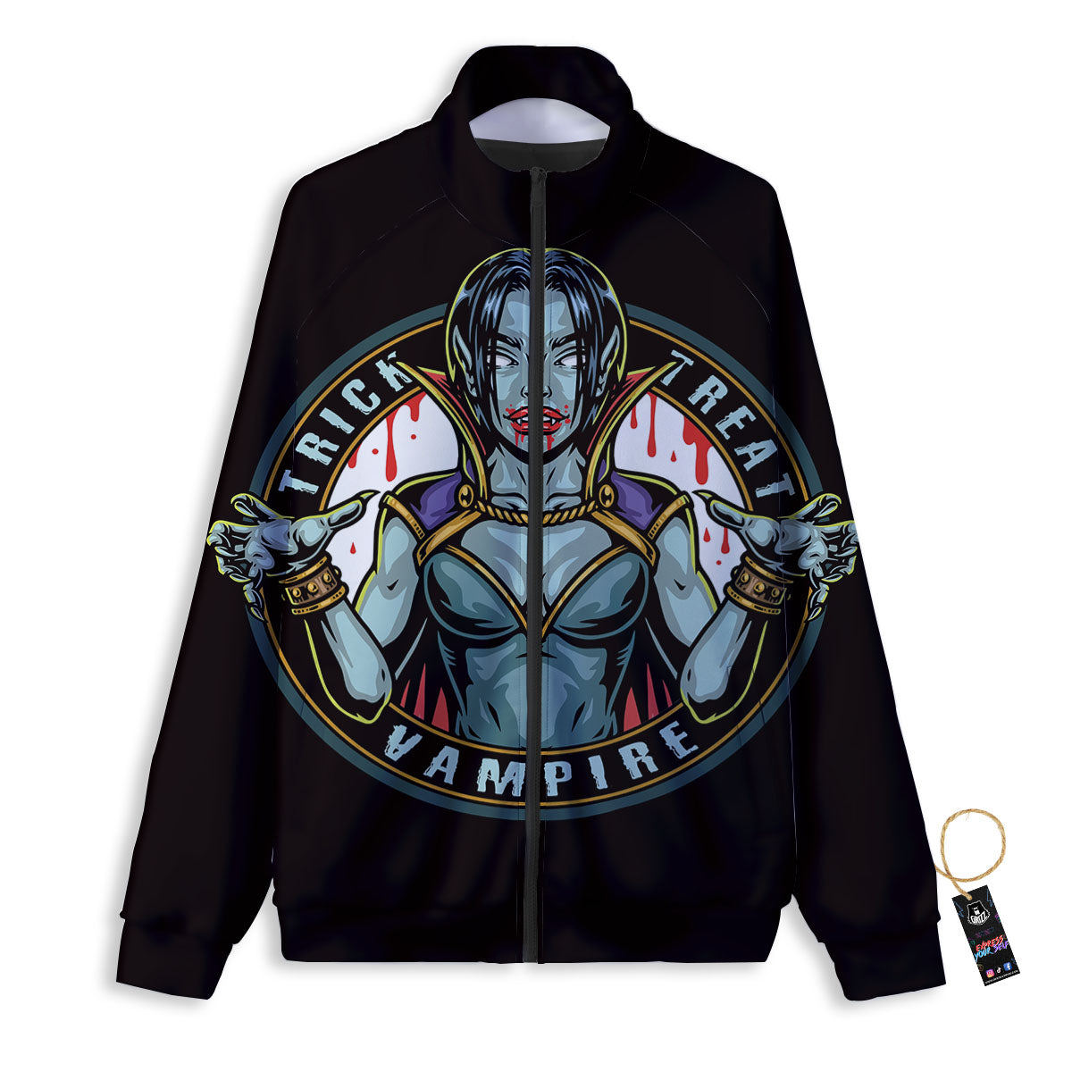Evil Vampire Halloween Print Track Jacket-grizzshop