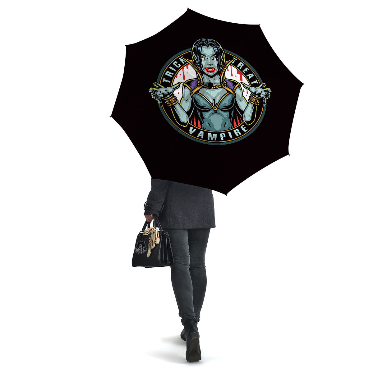 Evil Vampire Halloween Print Umbrella-grizzshop