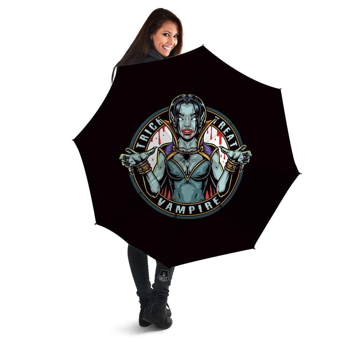 Evil Vampire Halloween Print Umbrella-grizzshop