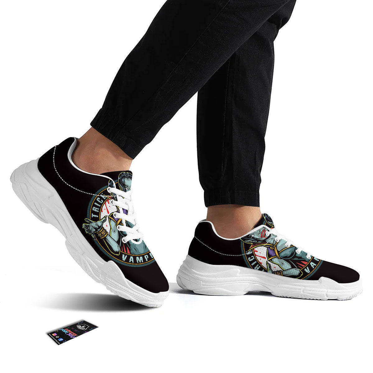 Evil Vampire Halloween Print White Chunky Shoes-grizzshop