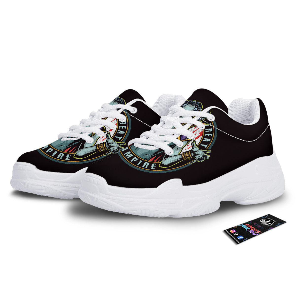Evil Vampire Halloween Print White Chunky Shoes-grizzshop
