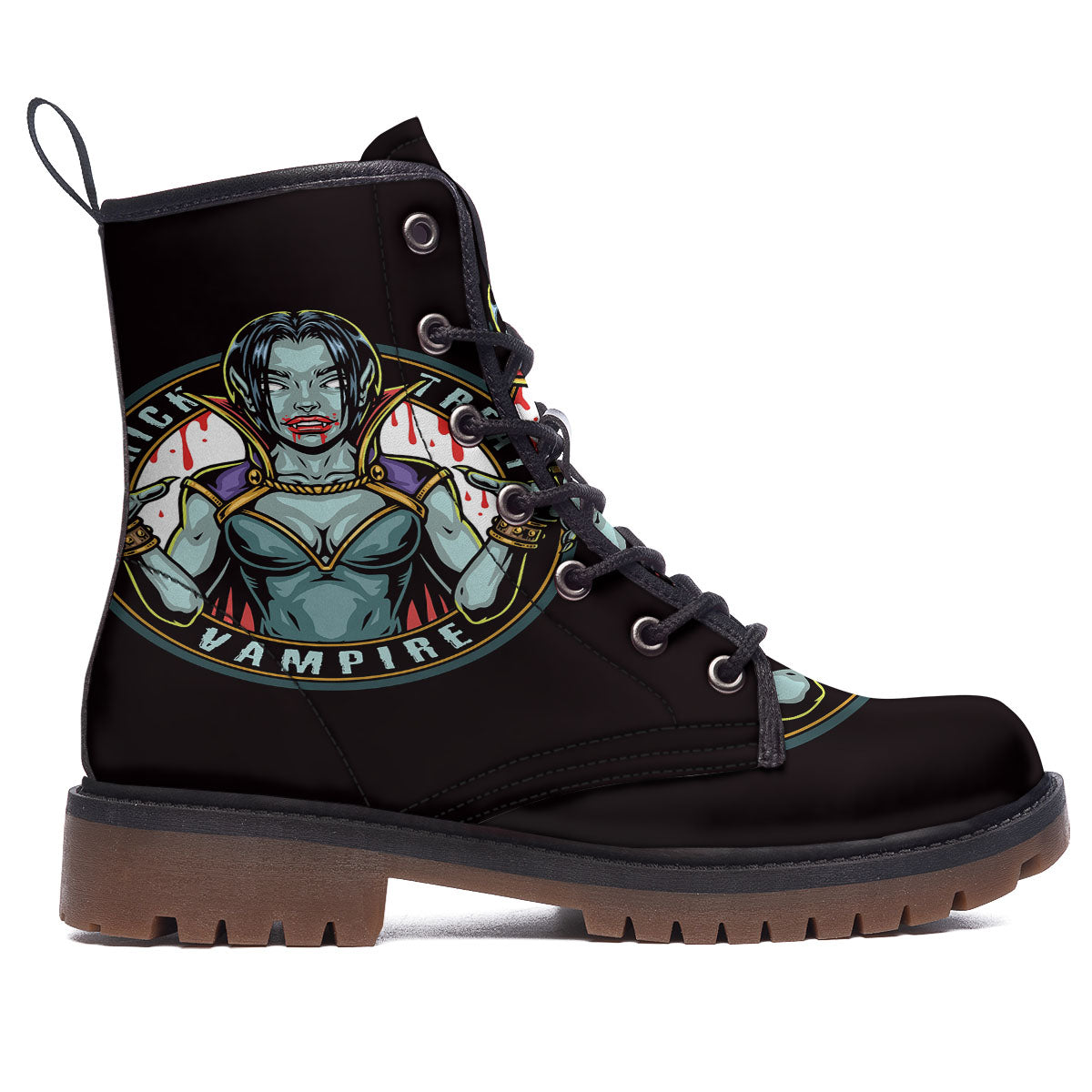 Evil Vampire Halloween Print Work Boots-grizzshop