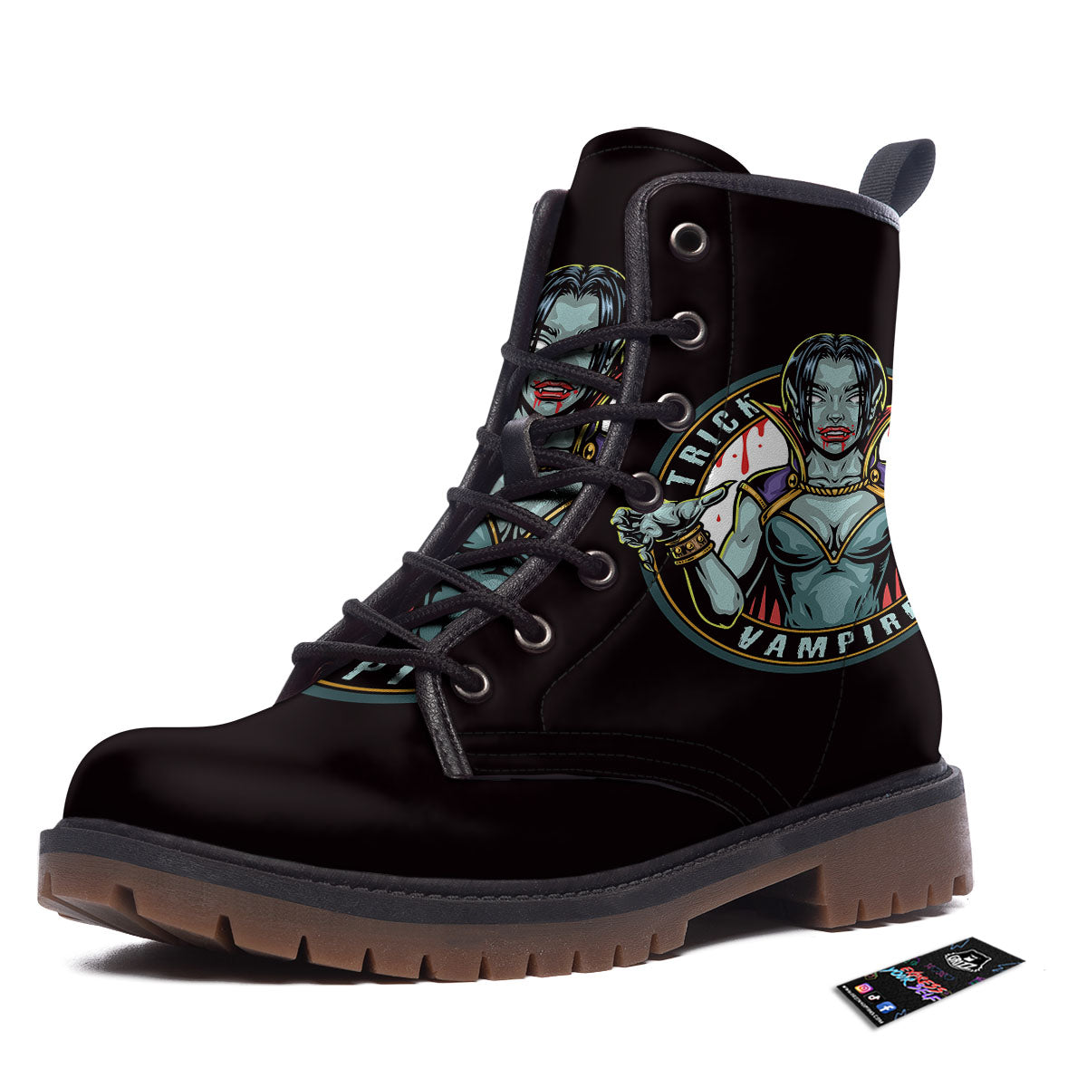 Evil Vampire Halloween Print Work Boots-grizzshop