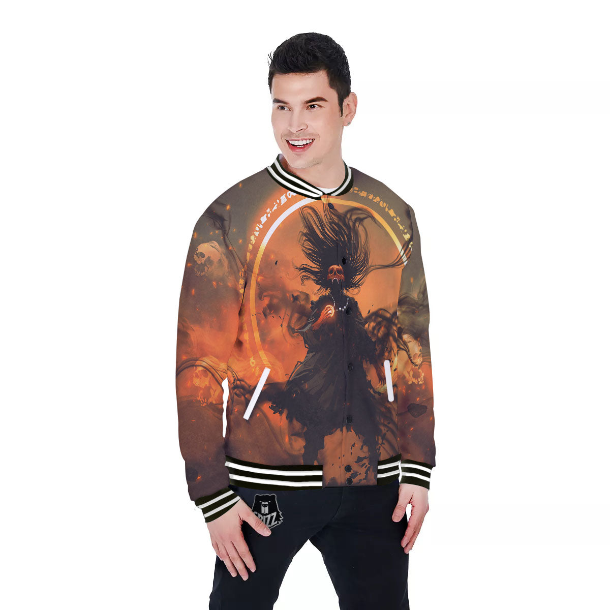 Evil Witch Print Baseball Jacket-grizzshop