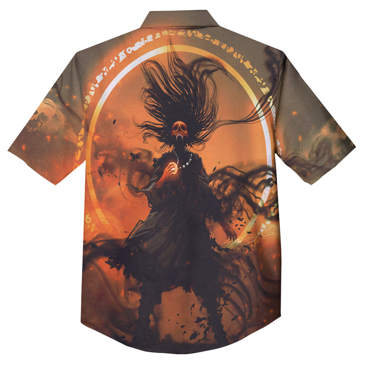 Evil Witch Print Button Up Shirt-grizzshop