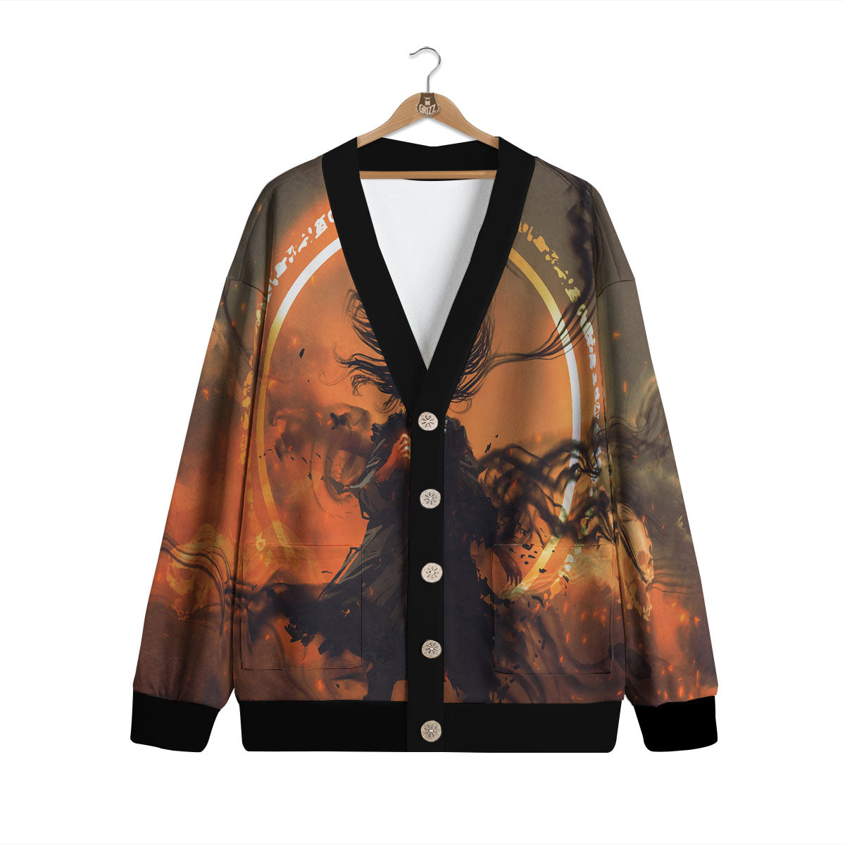 Evil Witch Print Cardigan-grizzshop