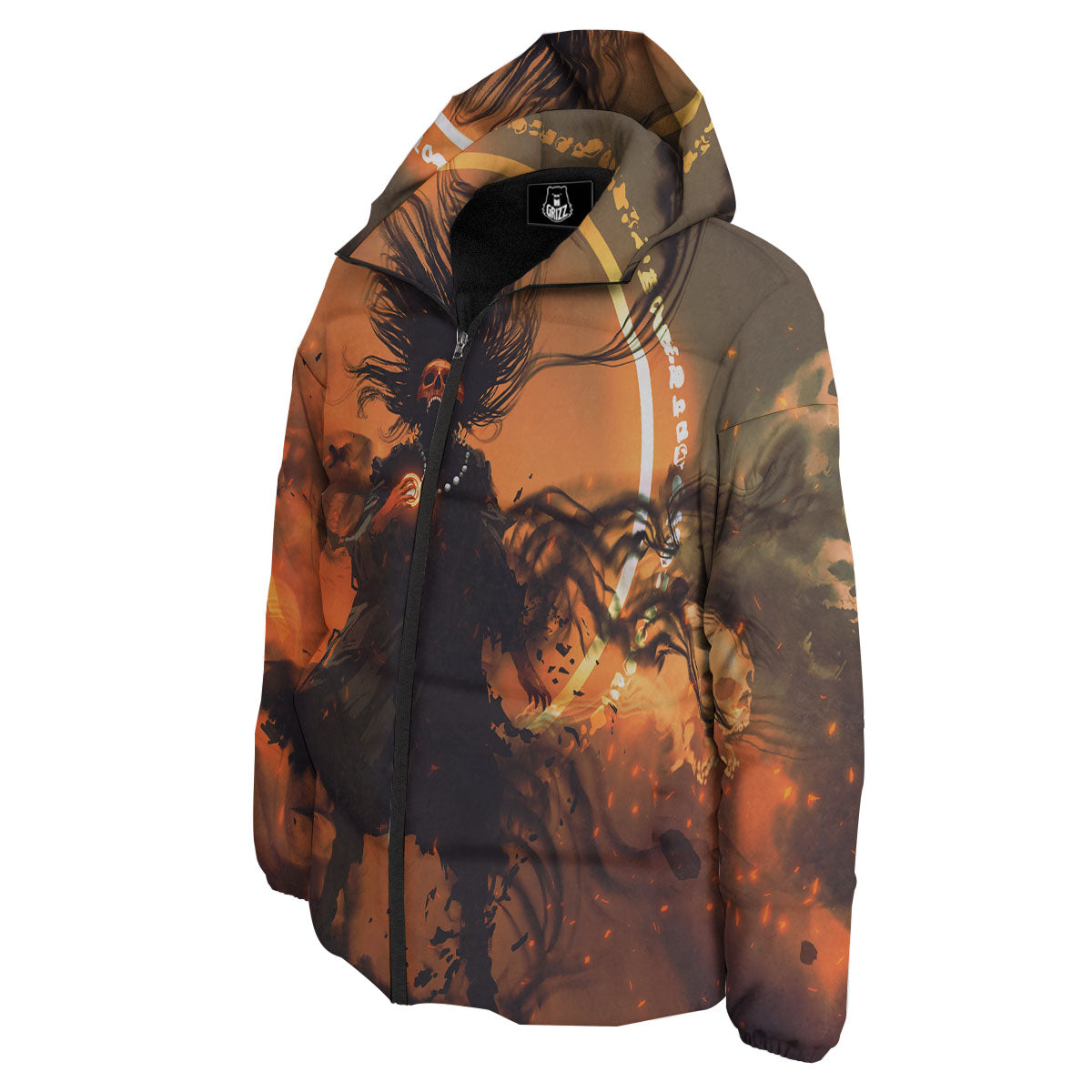 Evil Witch Print Down Jacket-grizzshop