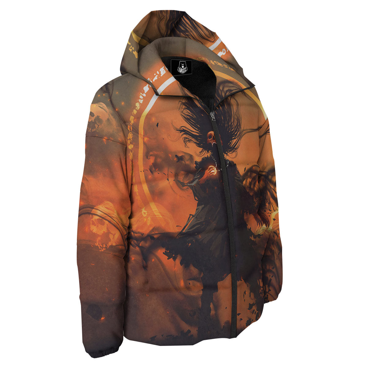 Evil Witch Print Down Jacket-grizzshop