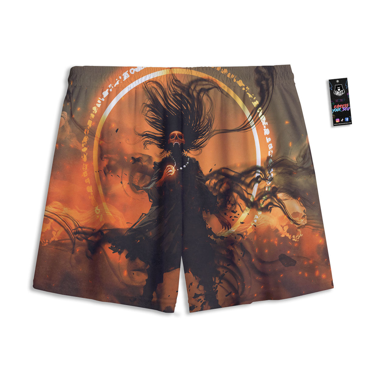 Evil Witch Print Mesh Shorts-grizzshop