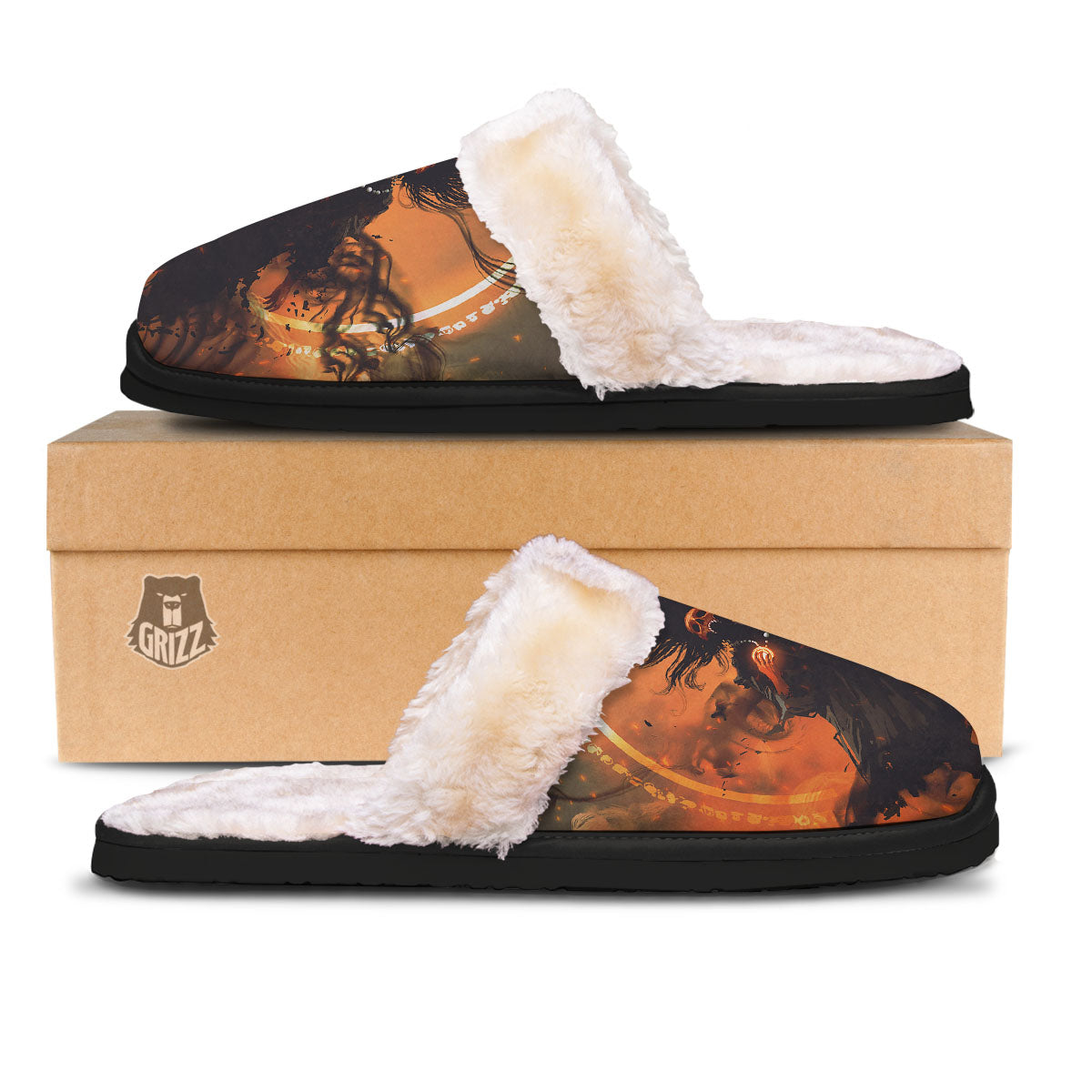 Evil Witch Print Slippers-grizzshop
