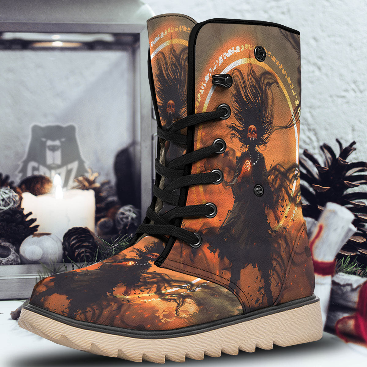 Evil Witch Print Snow Boots-grizzshop