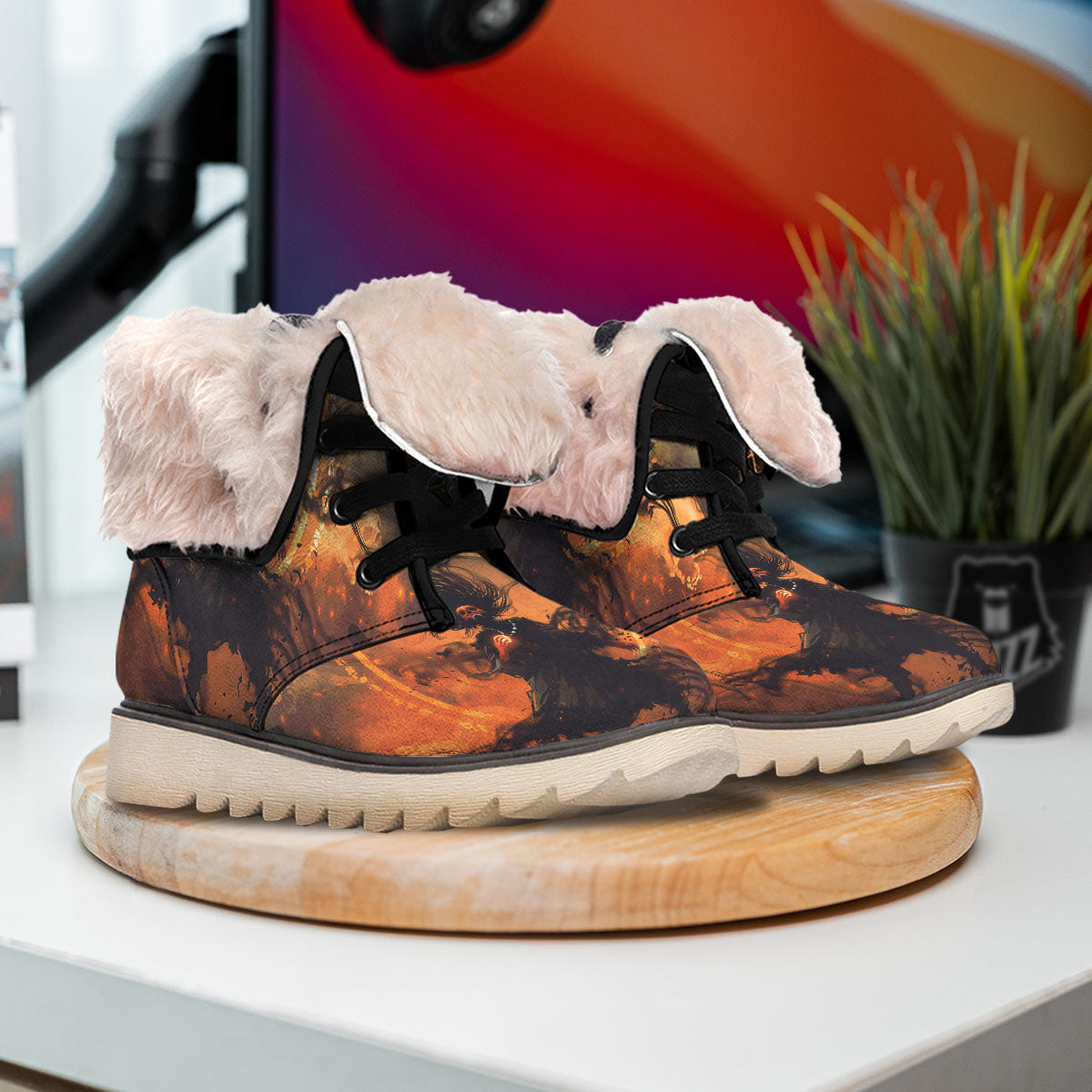Evil Witch Print Snow Boots-grizzshop