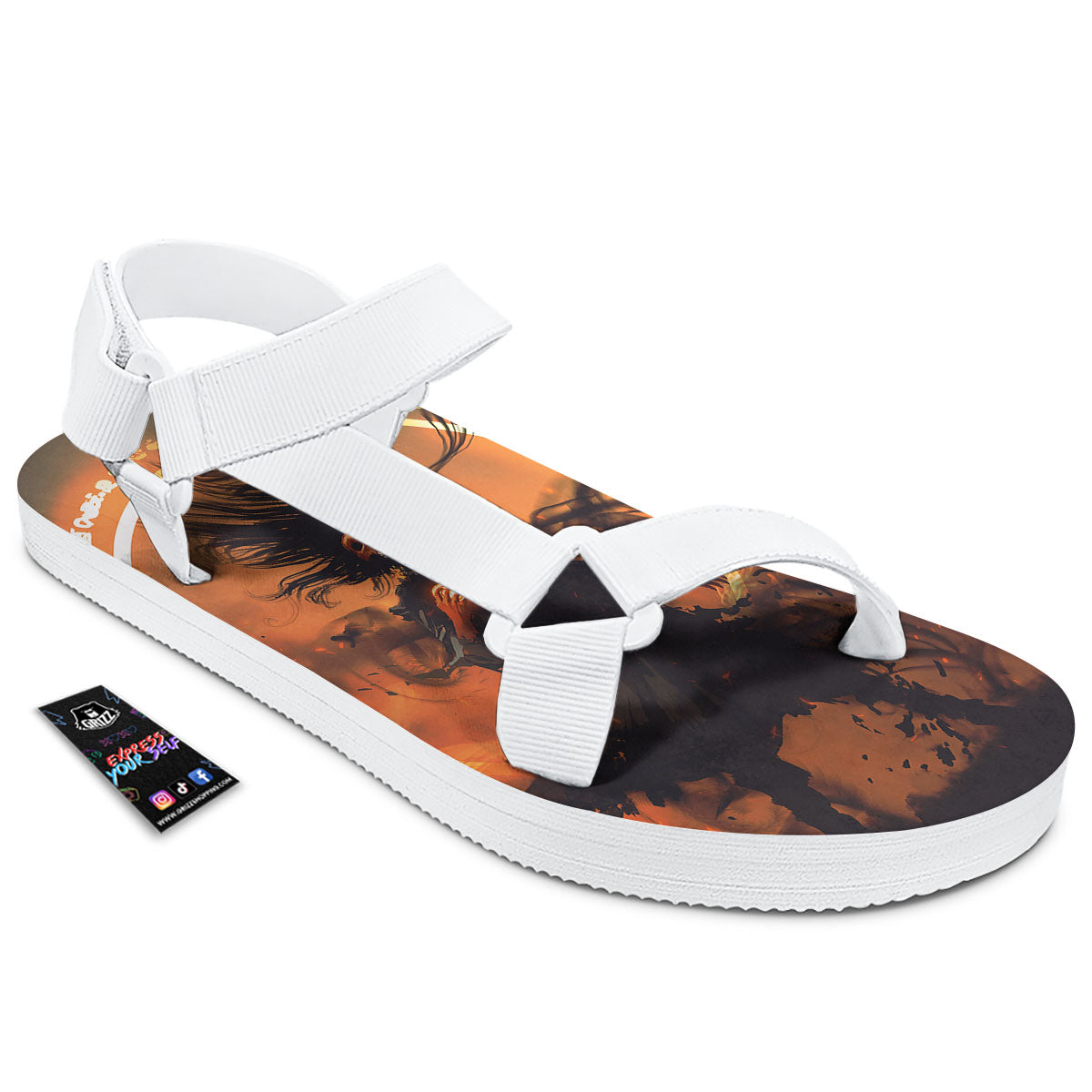 Evil Witch Print White Open Toe Sandals-grizzshop