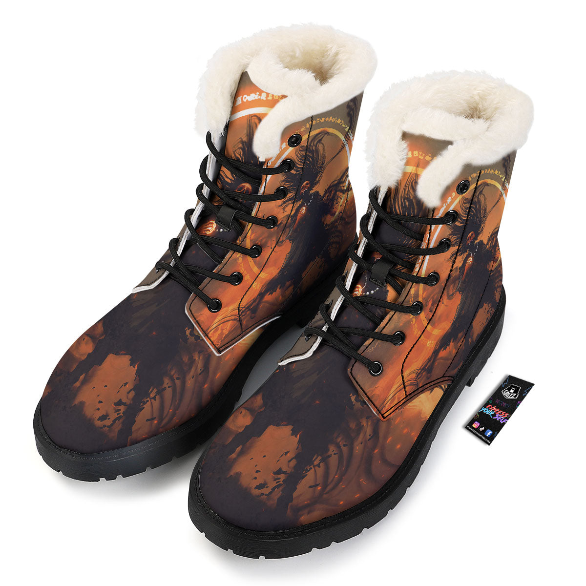 Evil Witch Print Winter Boots-grizzshop