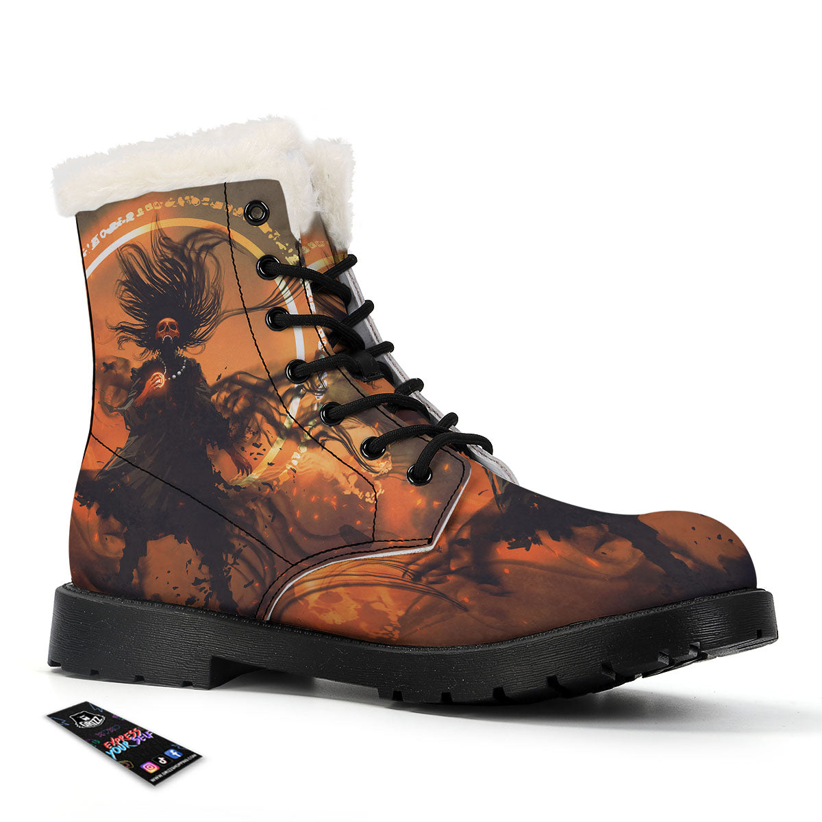 Evil Witch Print Winter Boots-grizzshop