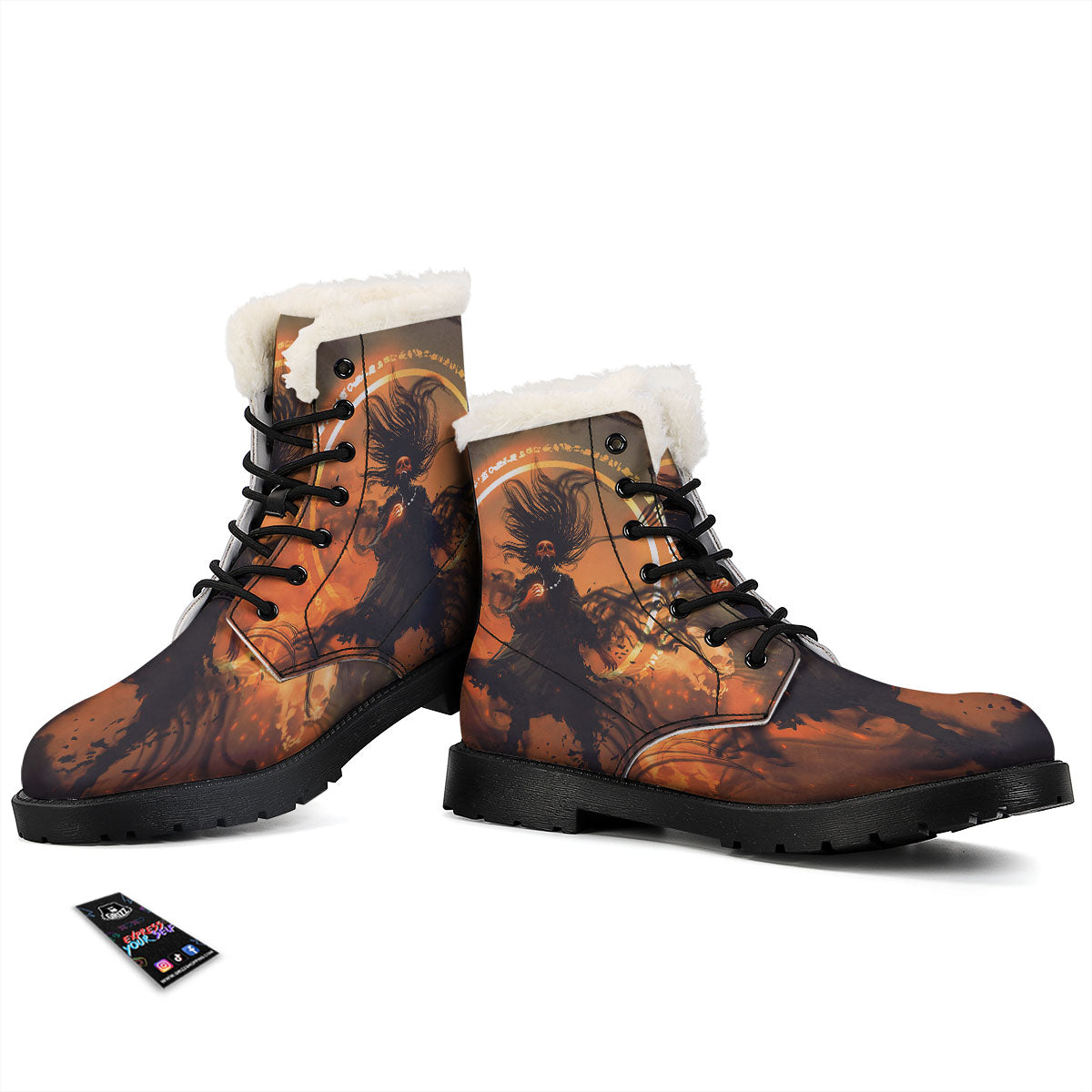 Evil Witch Print Winter Boots-grizzshop