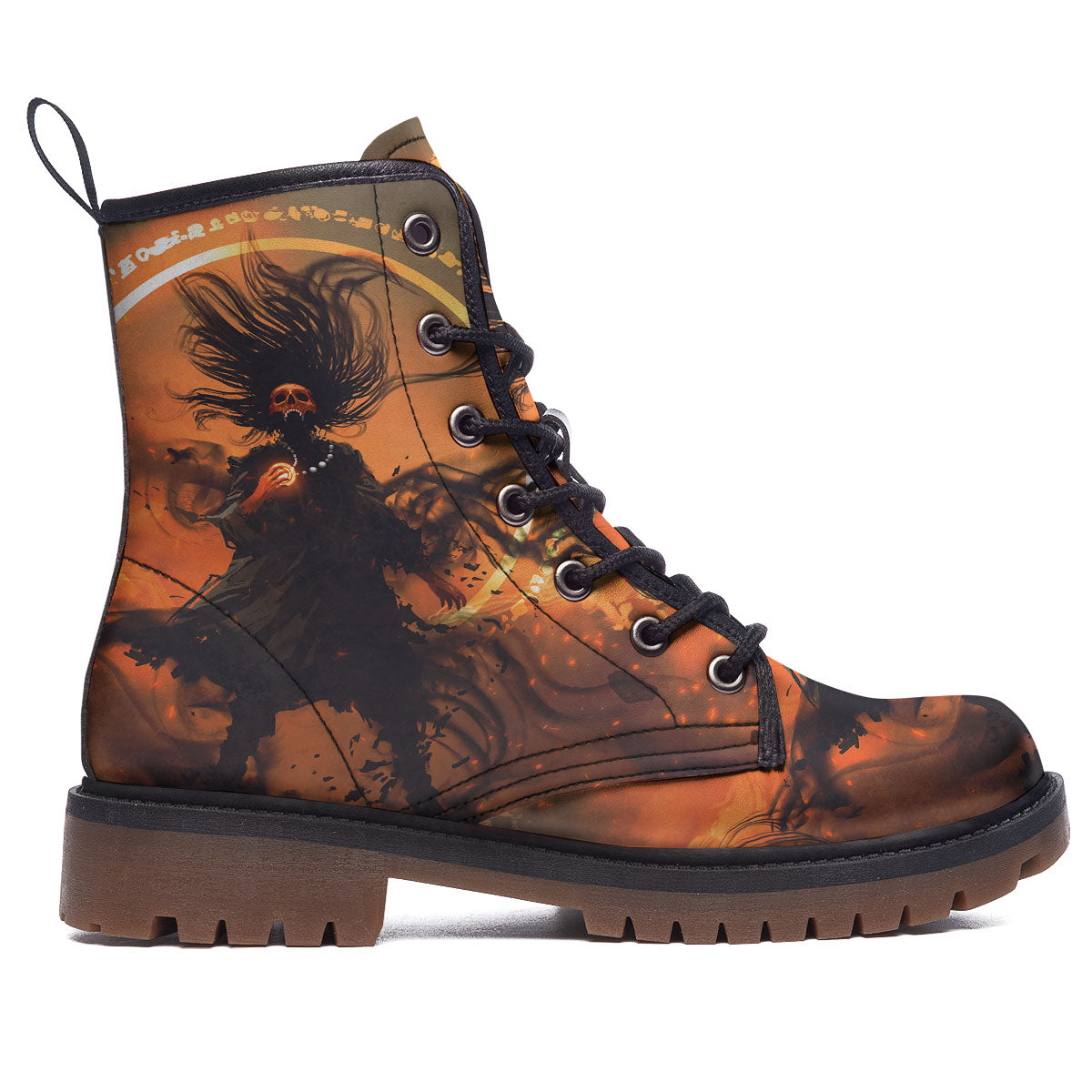 Evil Witch Print Work Boots-grizzshop