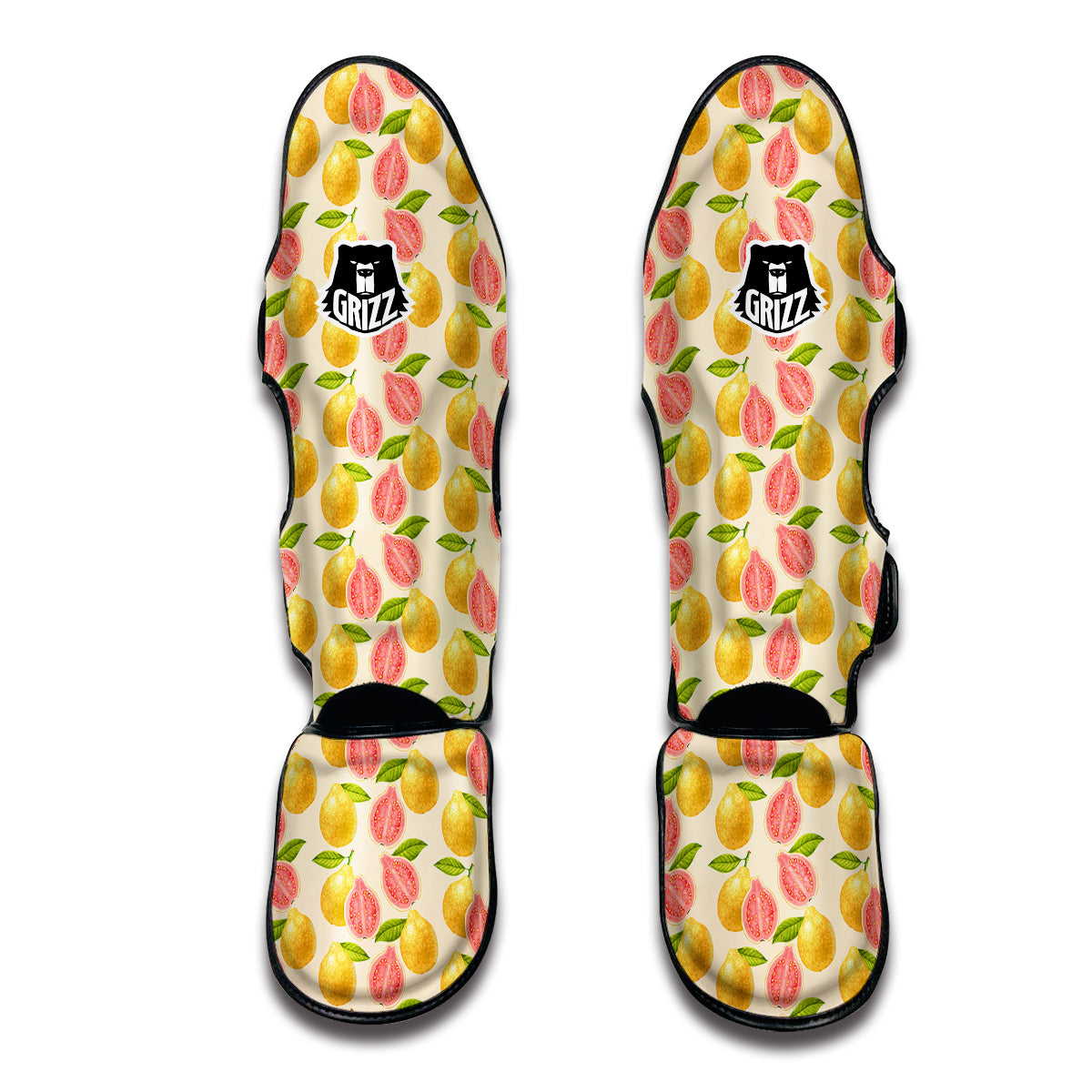 Exotic Beige Guava Print Pattern Muay Thai Shin Guards-grizzshop