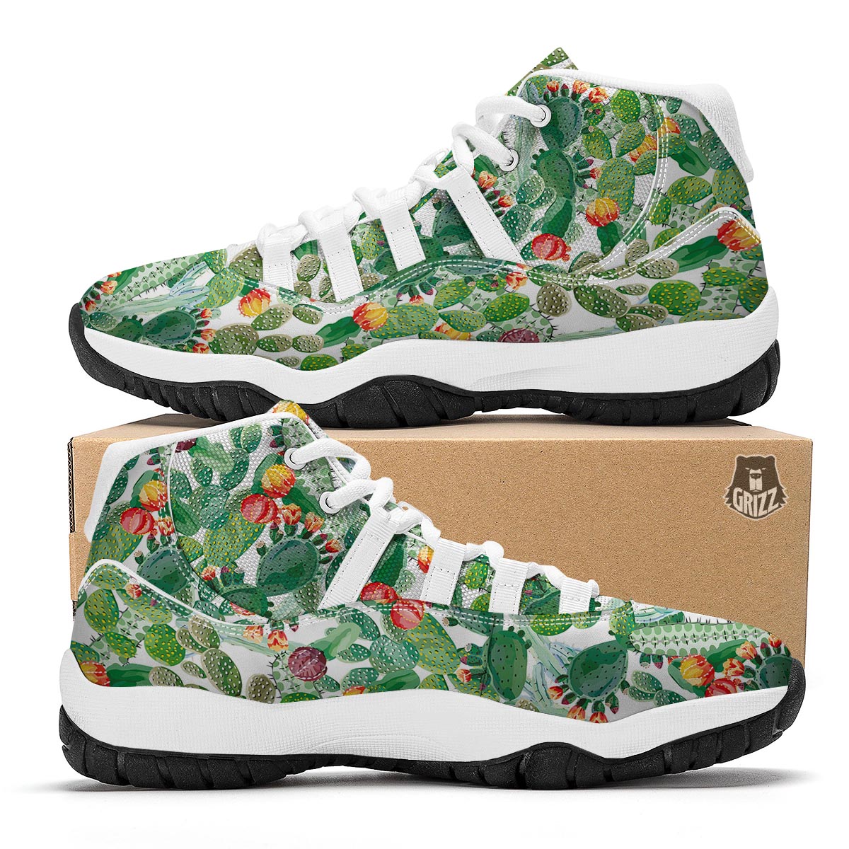 Exotic Cactus White Bball Shoes-grizzshop