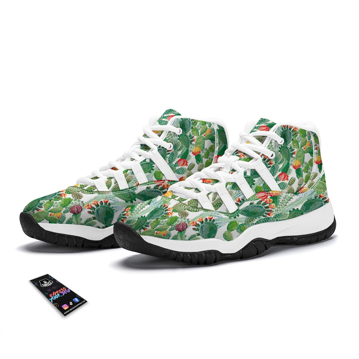 Exotic Cactus White Bball Shoes-grizzshop