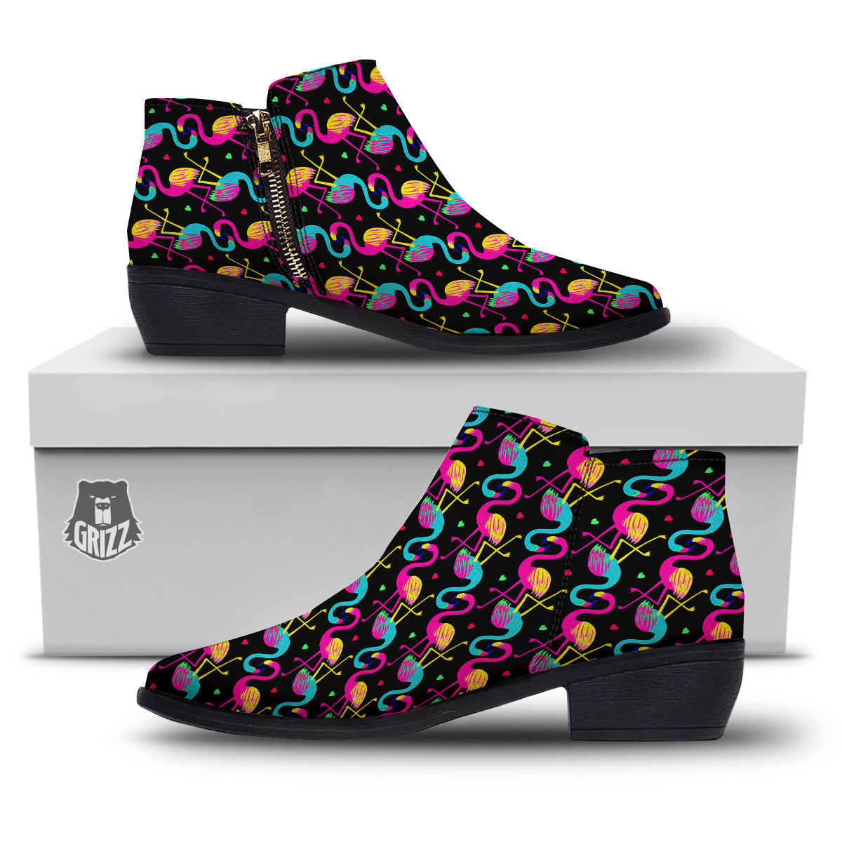 Exotic Hawaiian Flamingo Print Pattern Ankle Boots-grizzshop