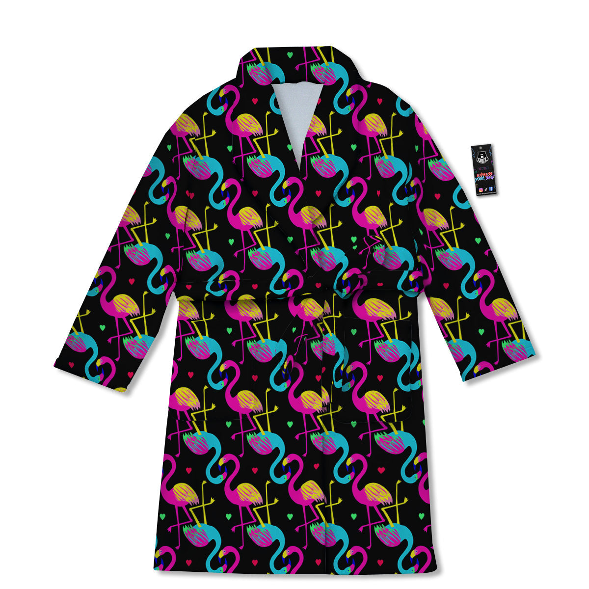 Exotic Hawaiian Flamingo Print Pattern Bathrobe-grizzshop