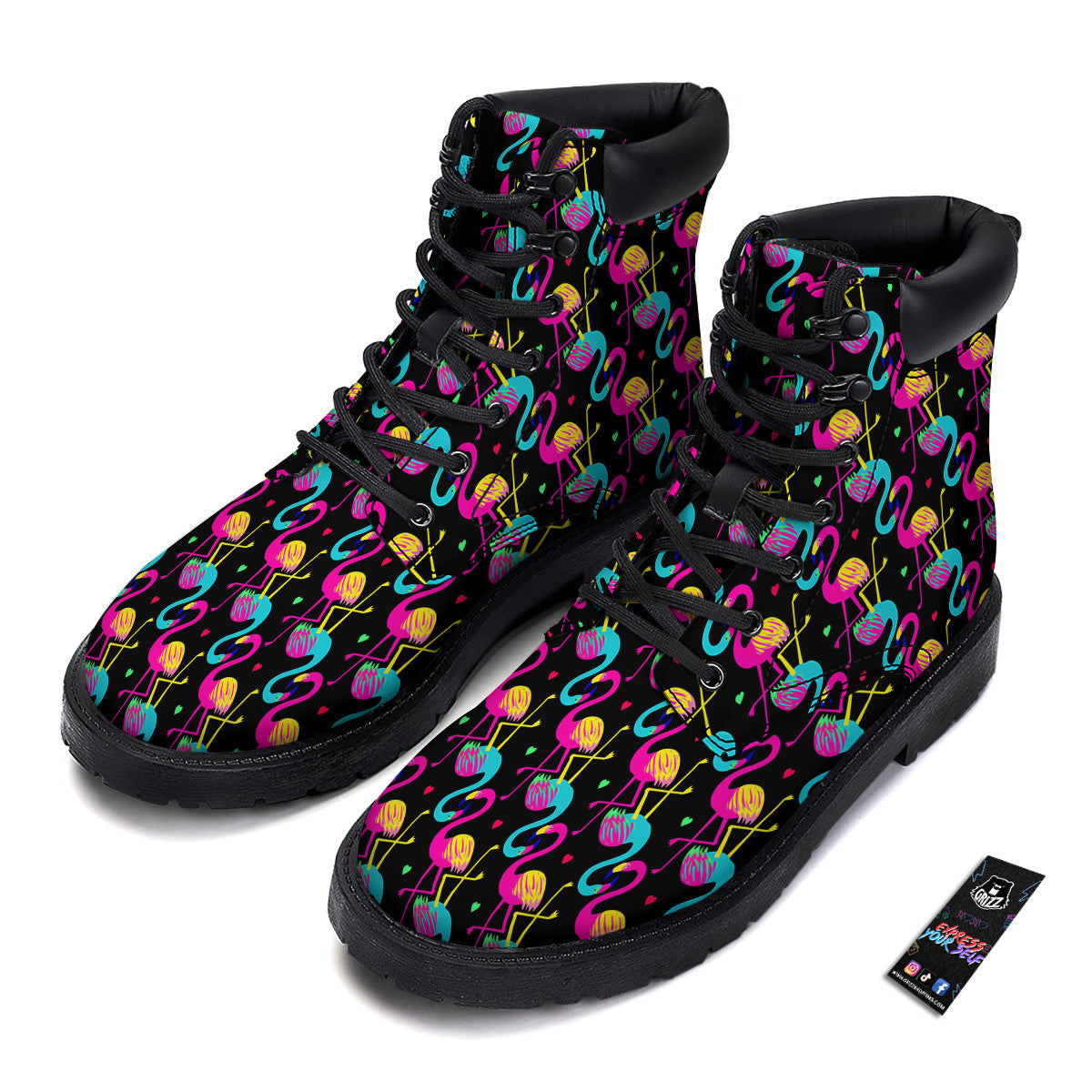 Exotic Hawaiian Flamingo Print Pattern Boots-grizzshop