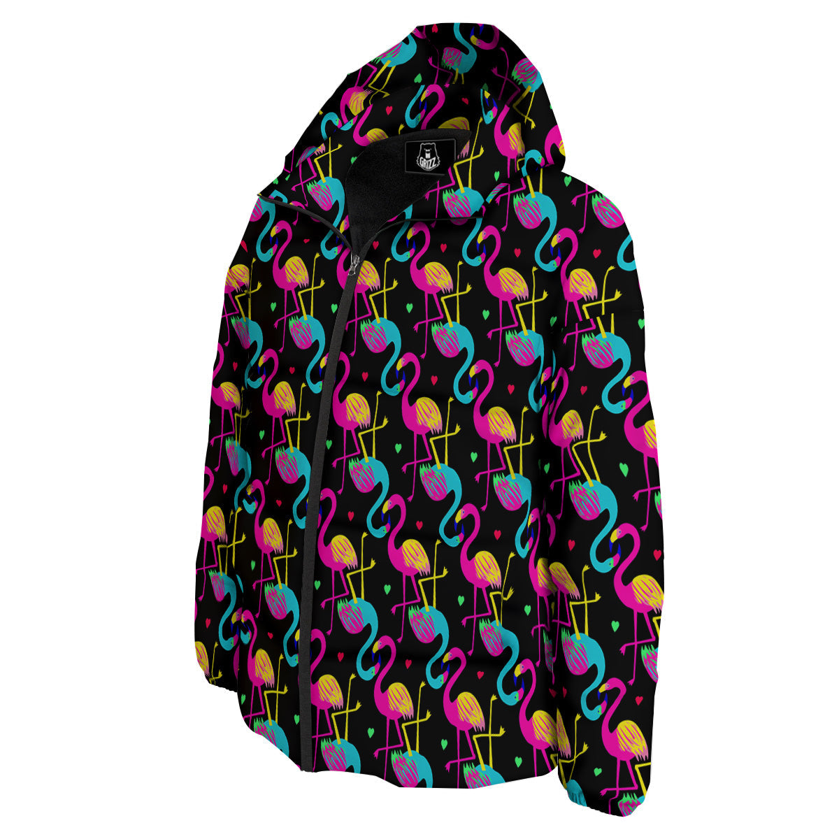 Exotic Hawaiian Flamingo Print Pattern Down Jacket-grizzshop
