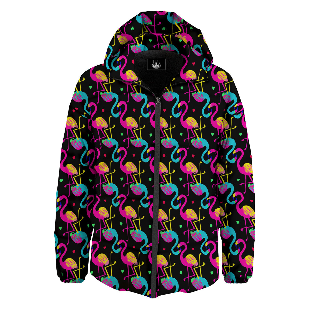 Exotic Hawaiian Flamingo Print Pattern Down Jacket-grizzshop