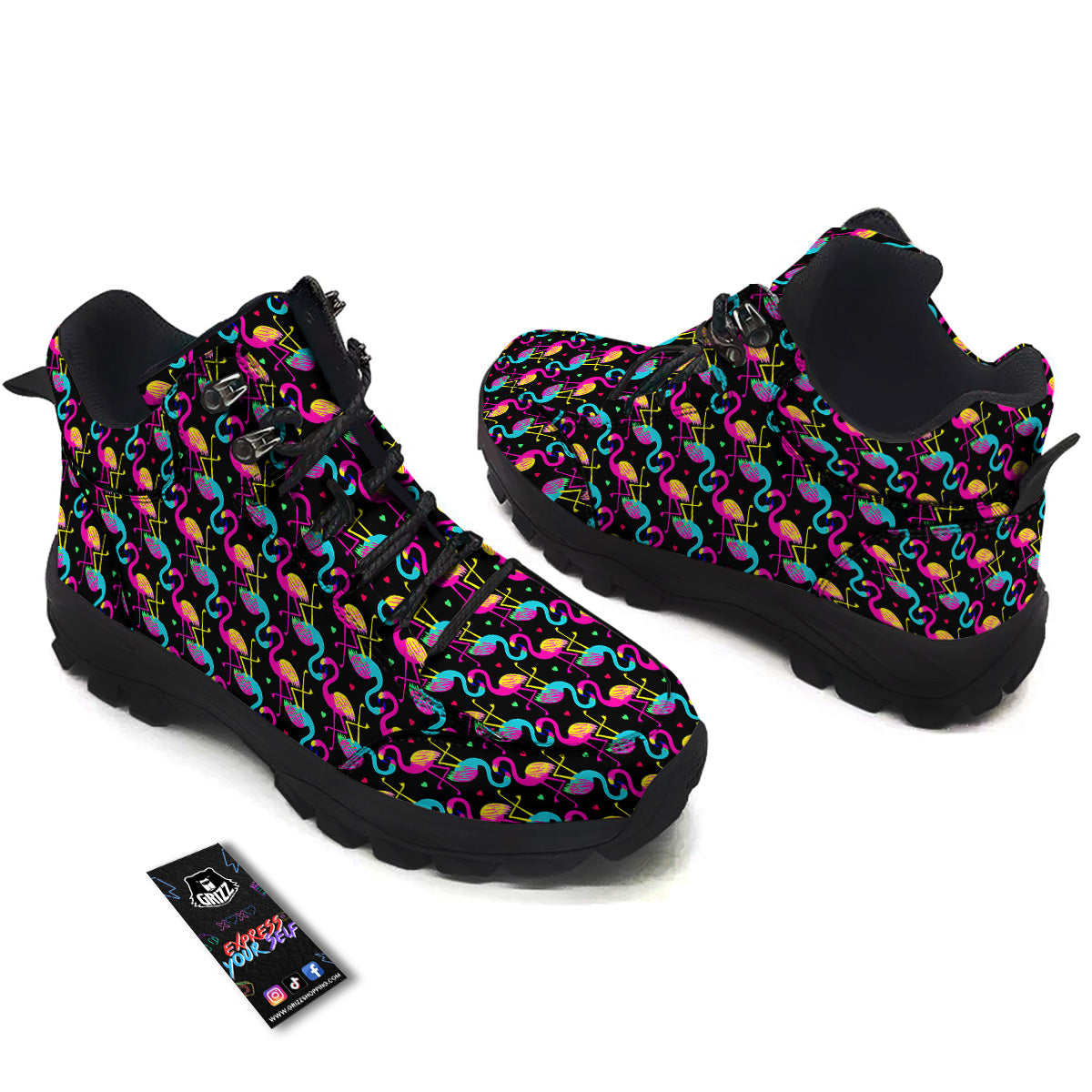 Exotic Hawaiian Flamingo Print Pattern Hiking Shoes-grizzshop