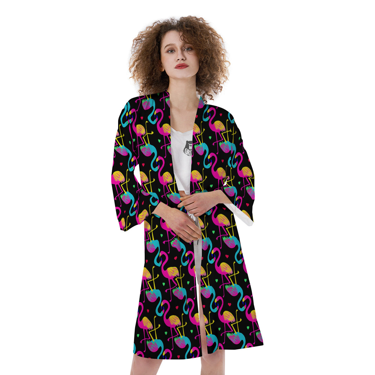 Exotic Hawaiian Flamingo Print Pattern Kimono-grizzshop