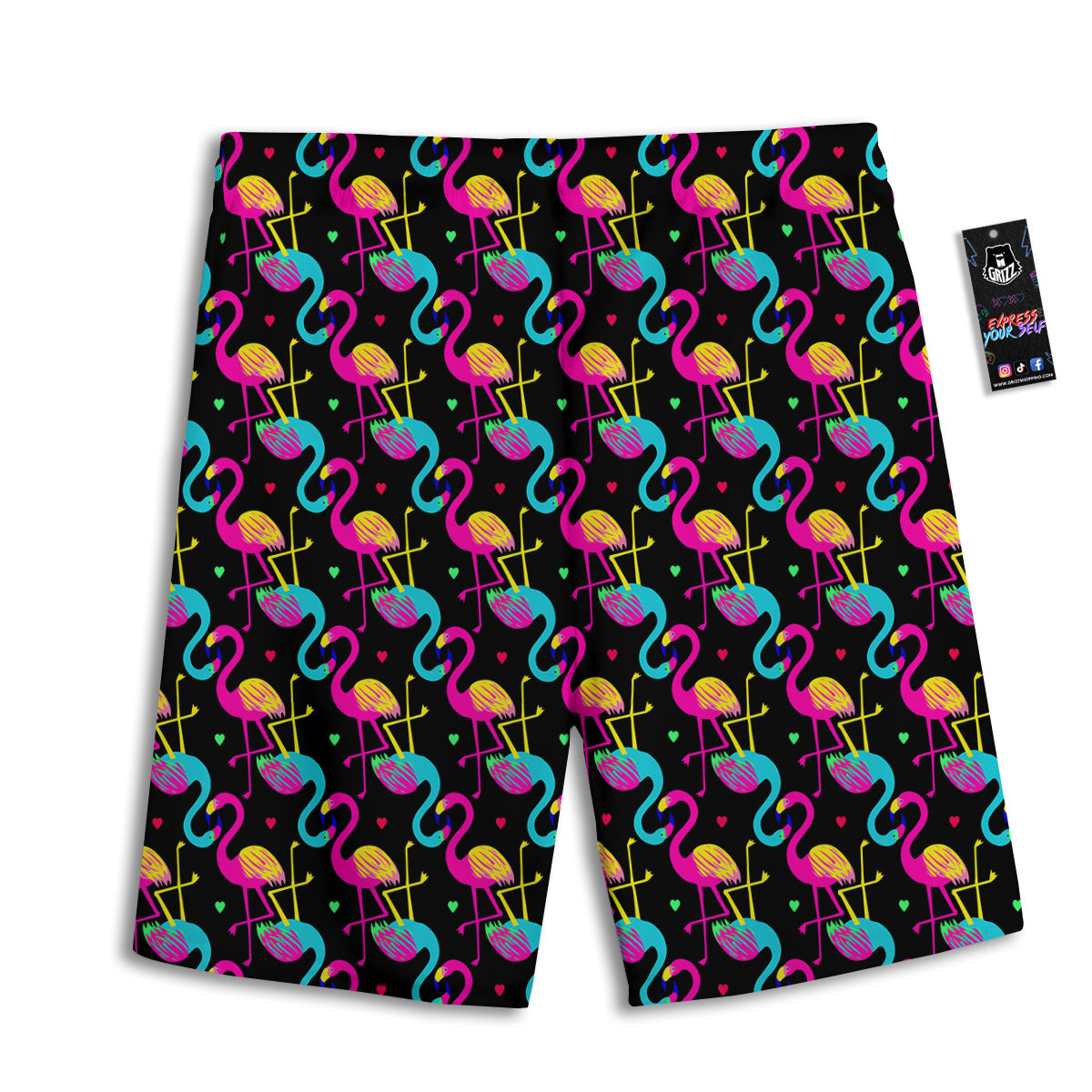 Exotic Hawaiian Flamingo Print Pattern Men's Athletic Shorts
