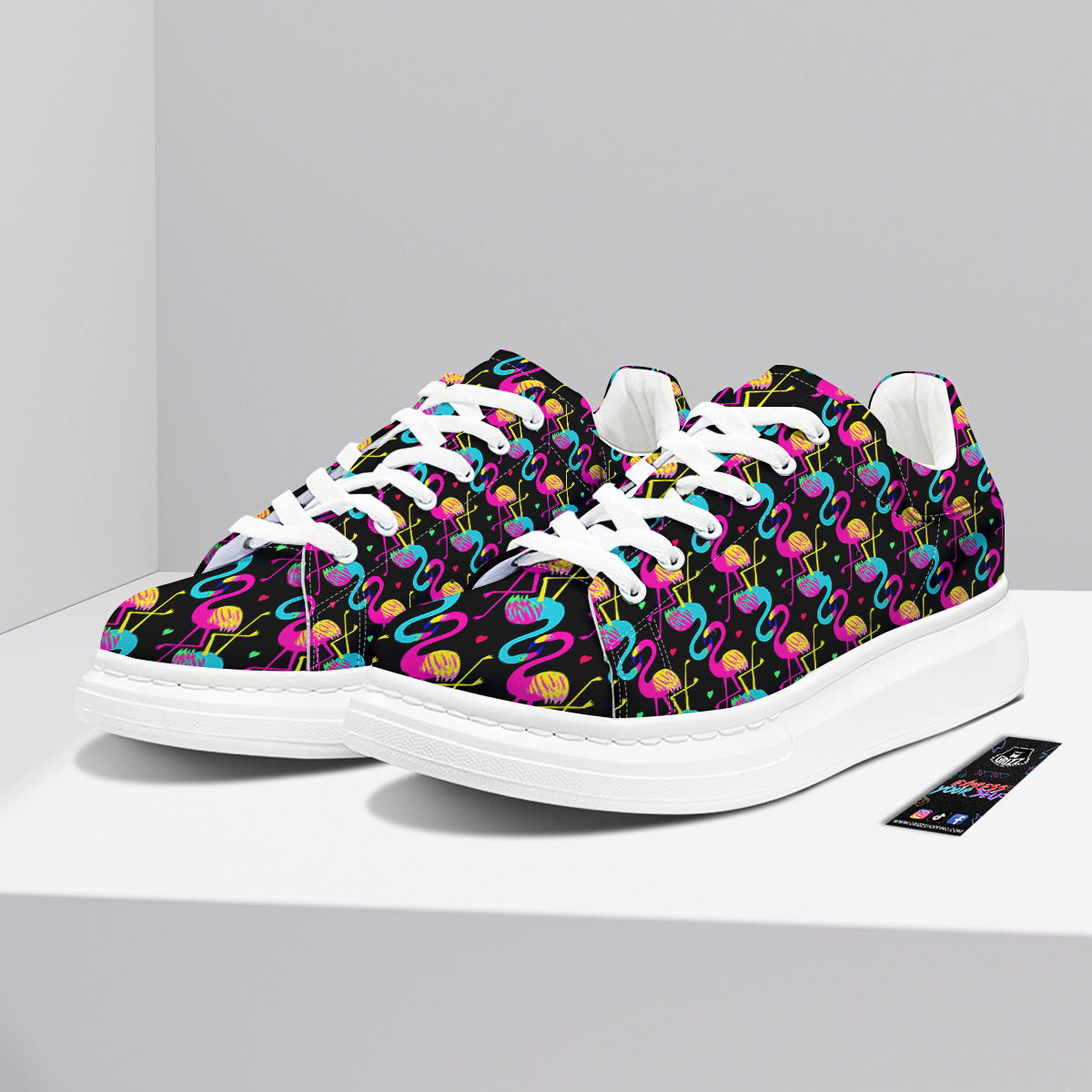 Exotic Hawaiian Flamingo Print Pattern Platform Shoes-grizzshop